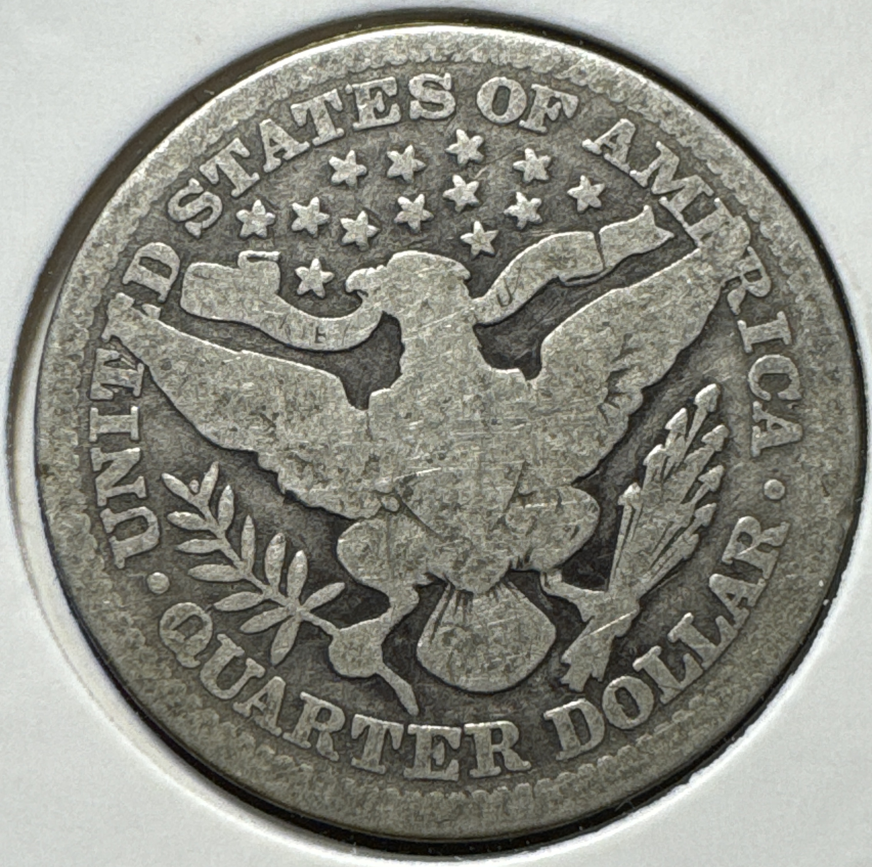 1911-P Barber Quarter Ungraded — back