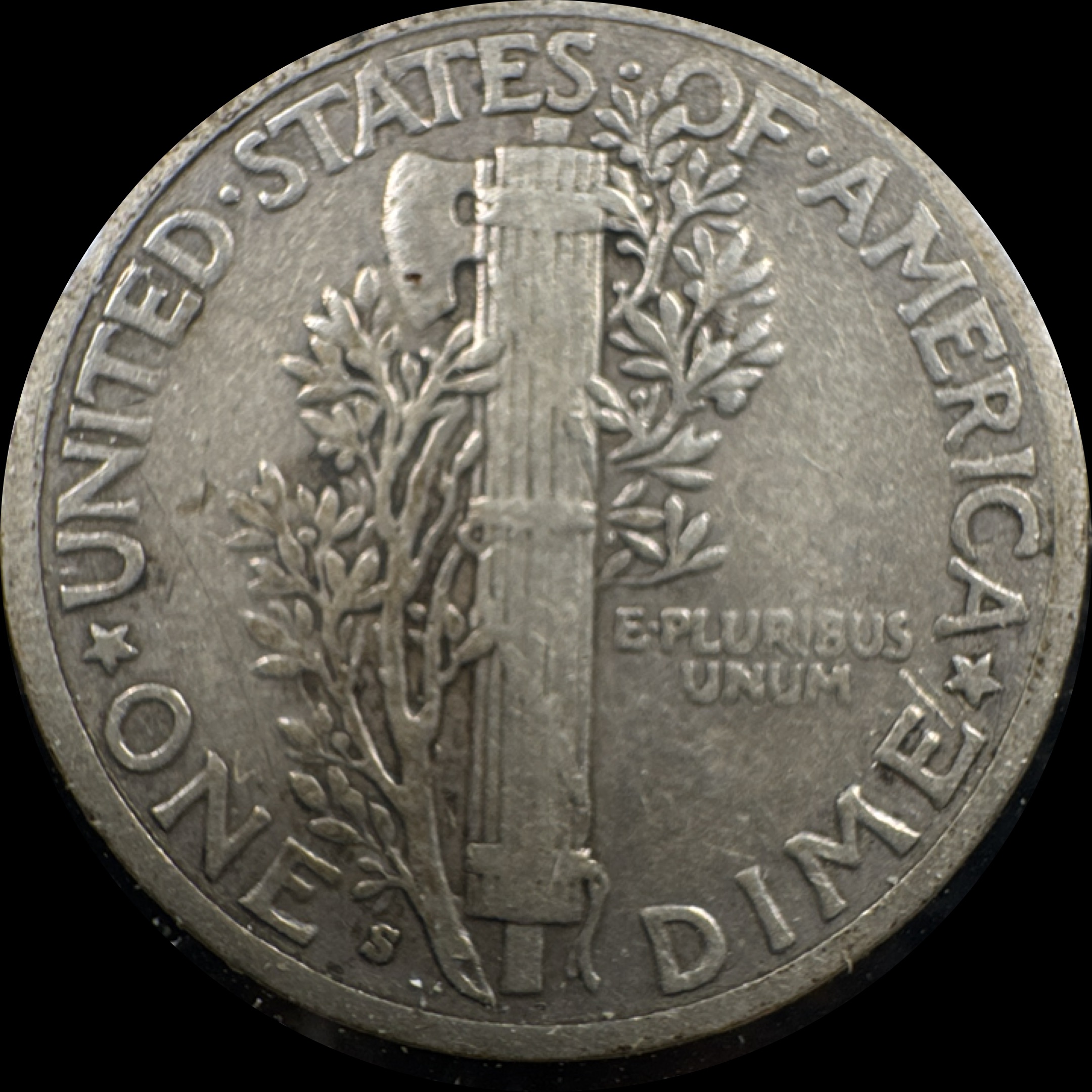 1940-S Mercury Dime Ungraded — back