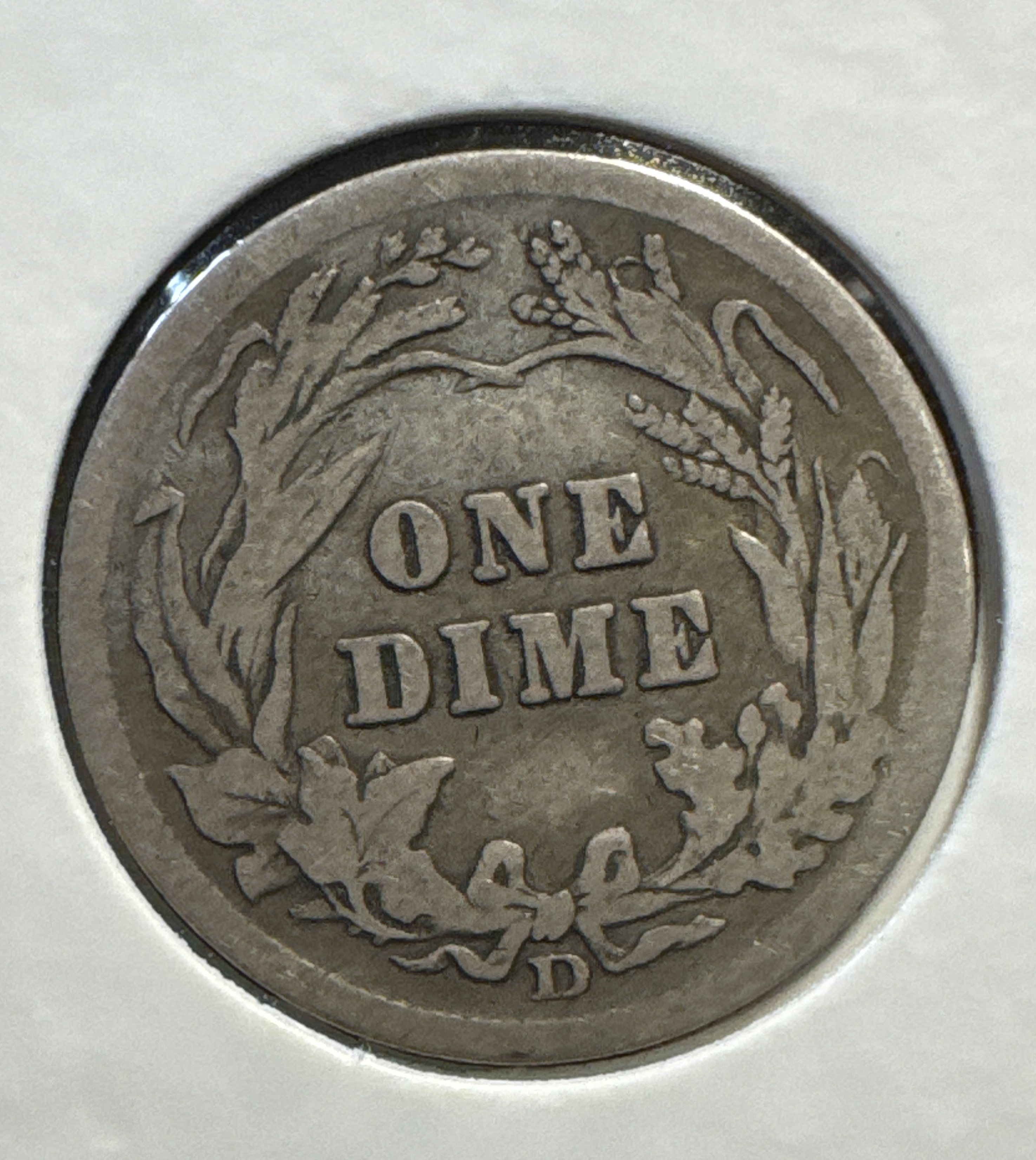 1908-D Barber Dime Ungraded — back