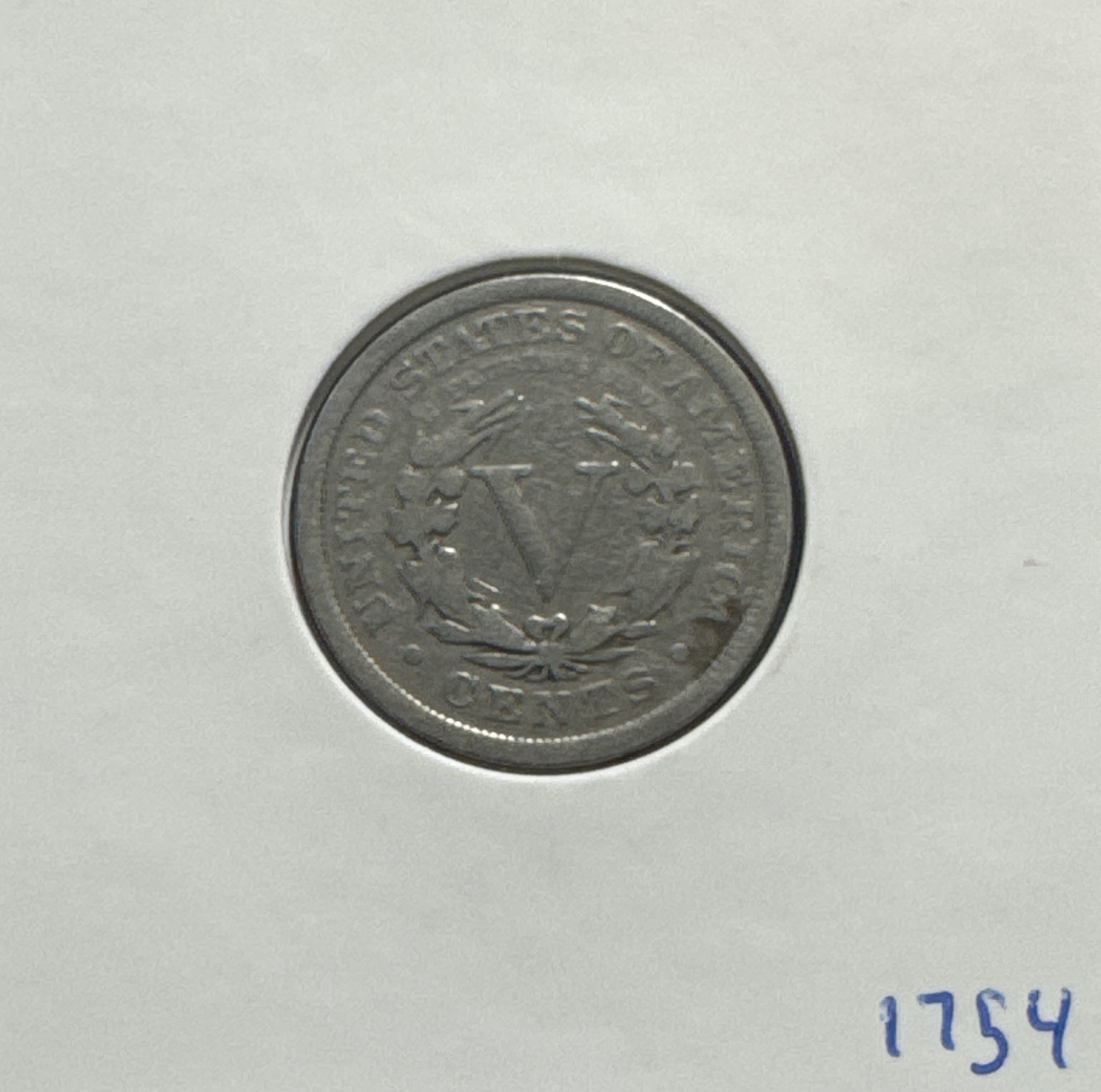 1910-P Liberty V Nickel Ungraded — back