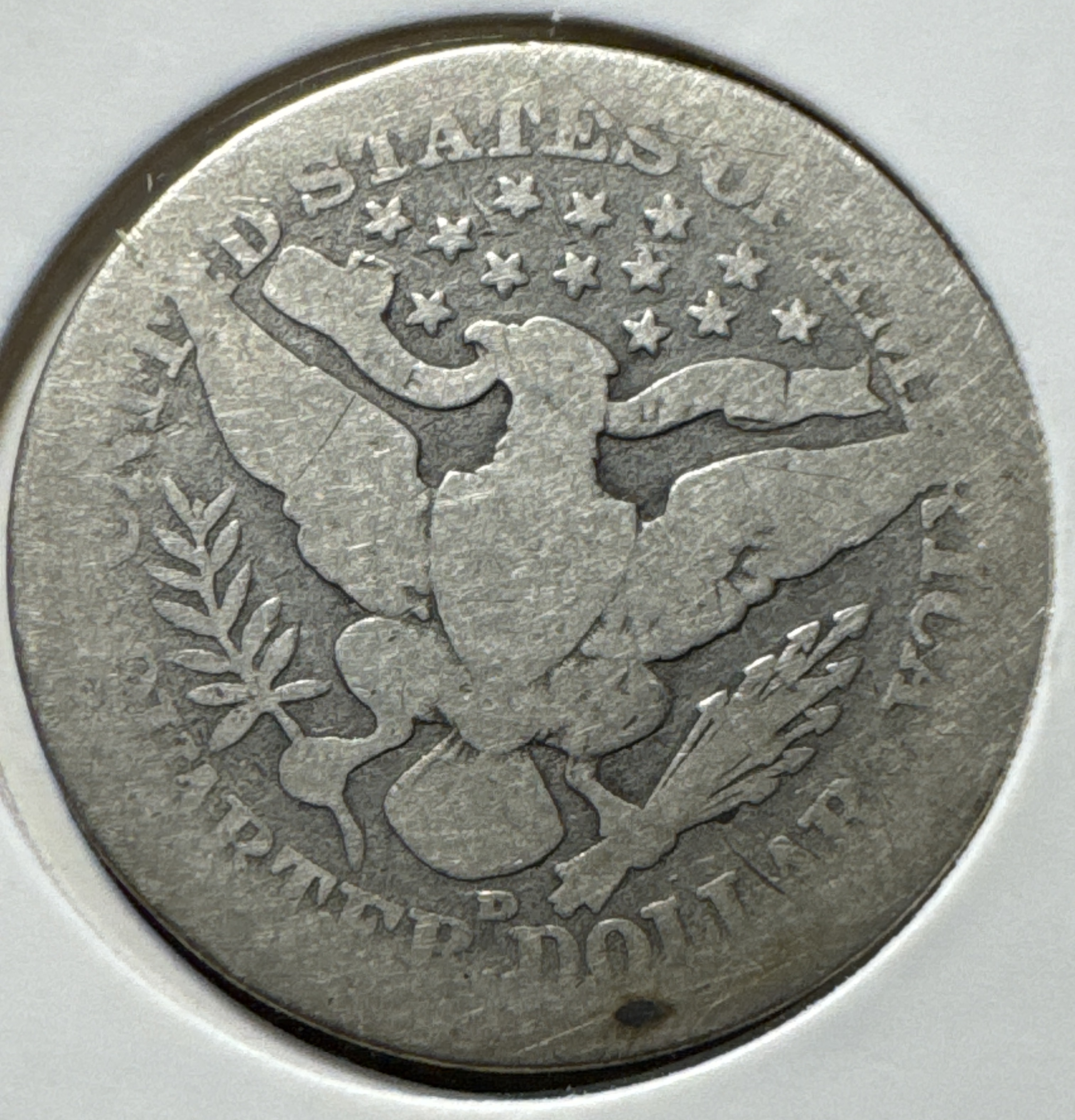 1908-D Barber Quarter Ungraded — back