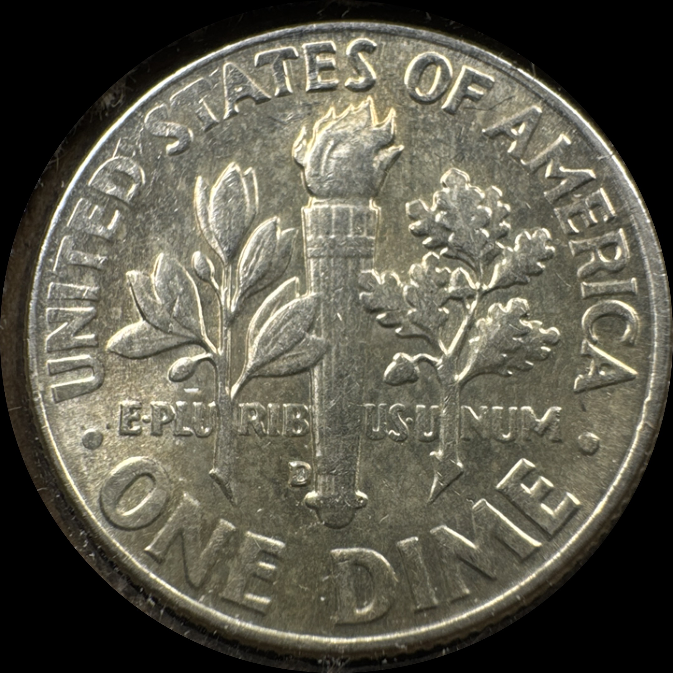 1964-D Roosevelt Dime Ungraded — back