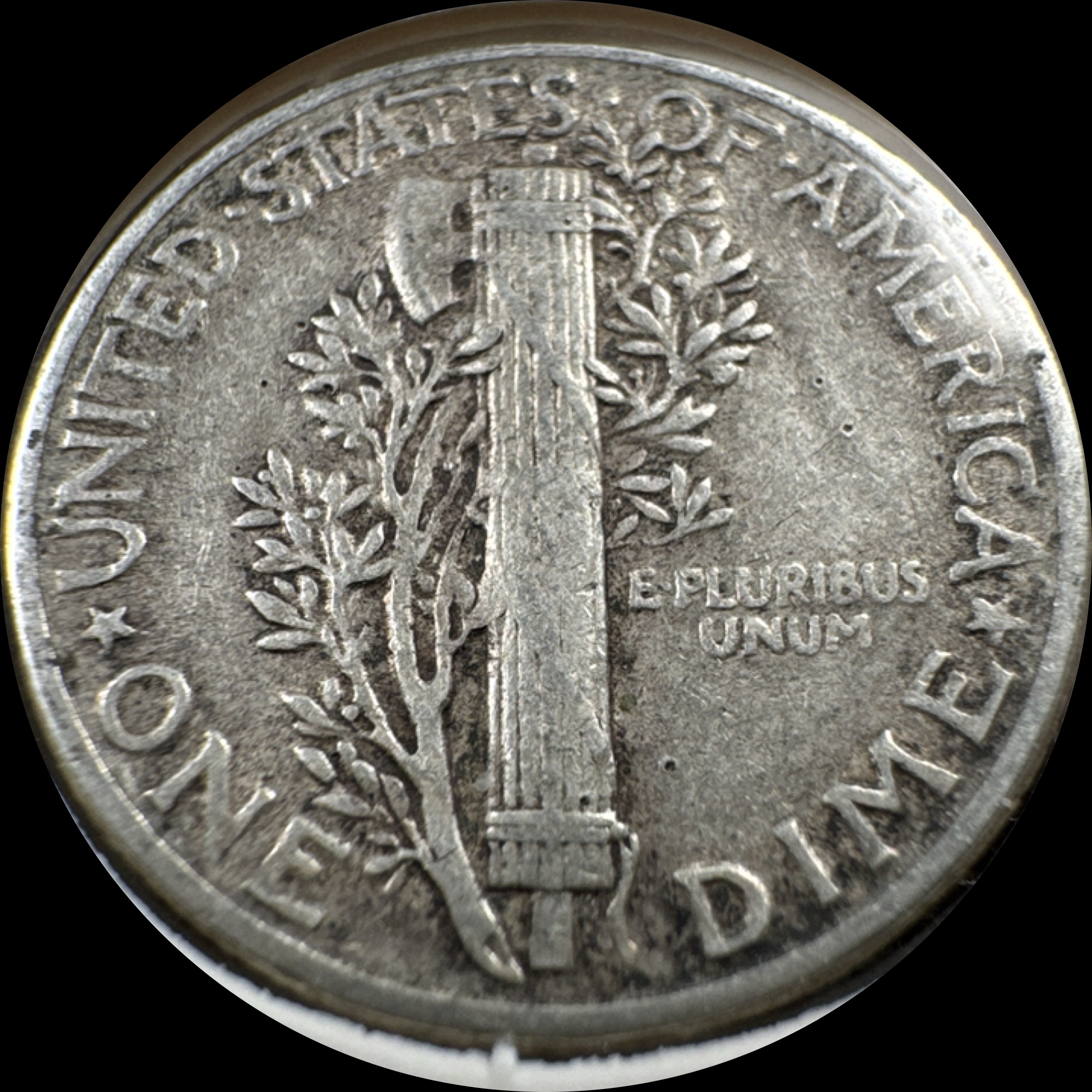 1945-P Mercury Dime Ungraded — back