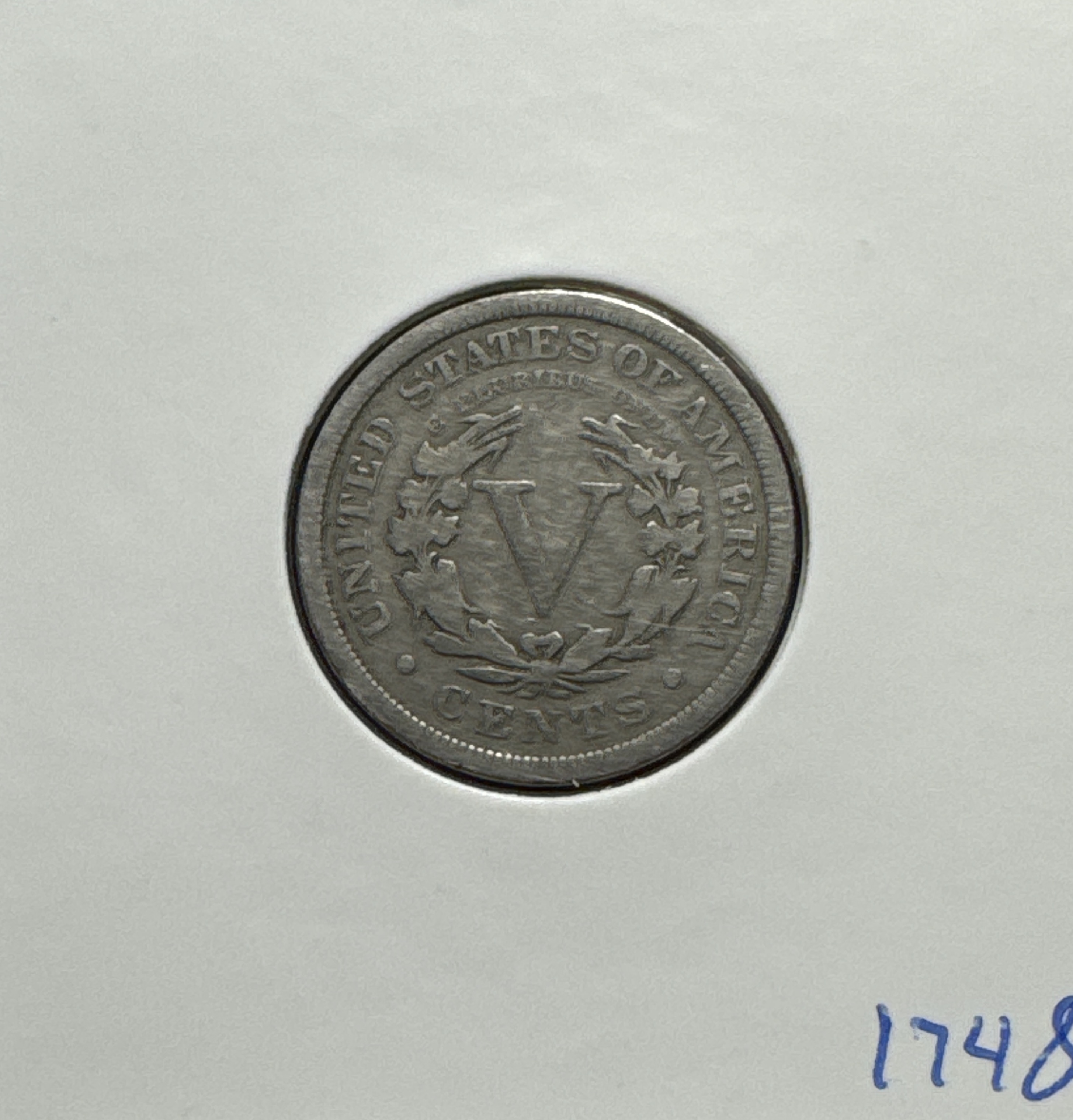 1908-P Liberty V Nickel Ungraded — back