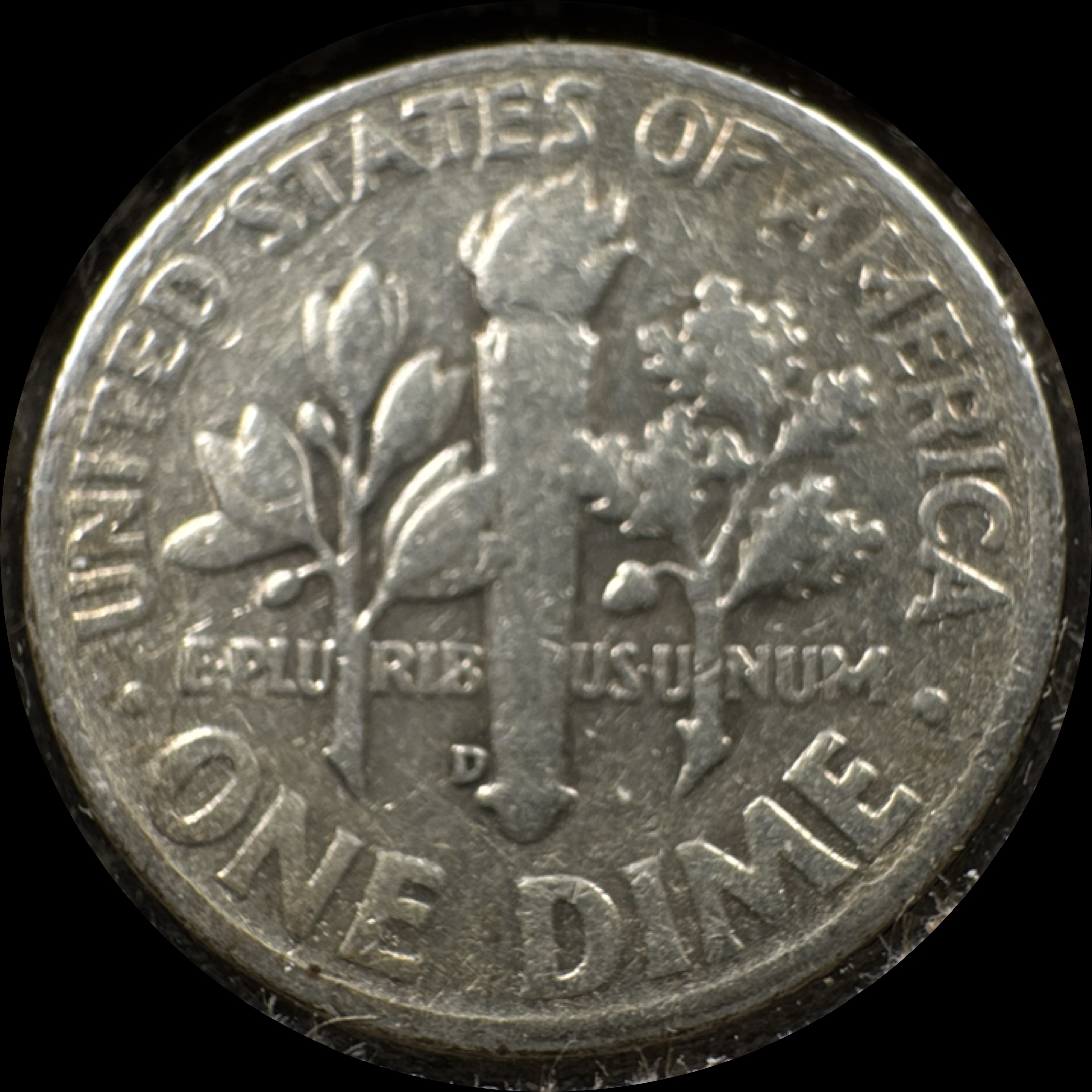 1952-D Roosevelt Dime Ungraded — back