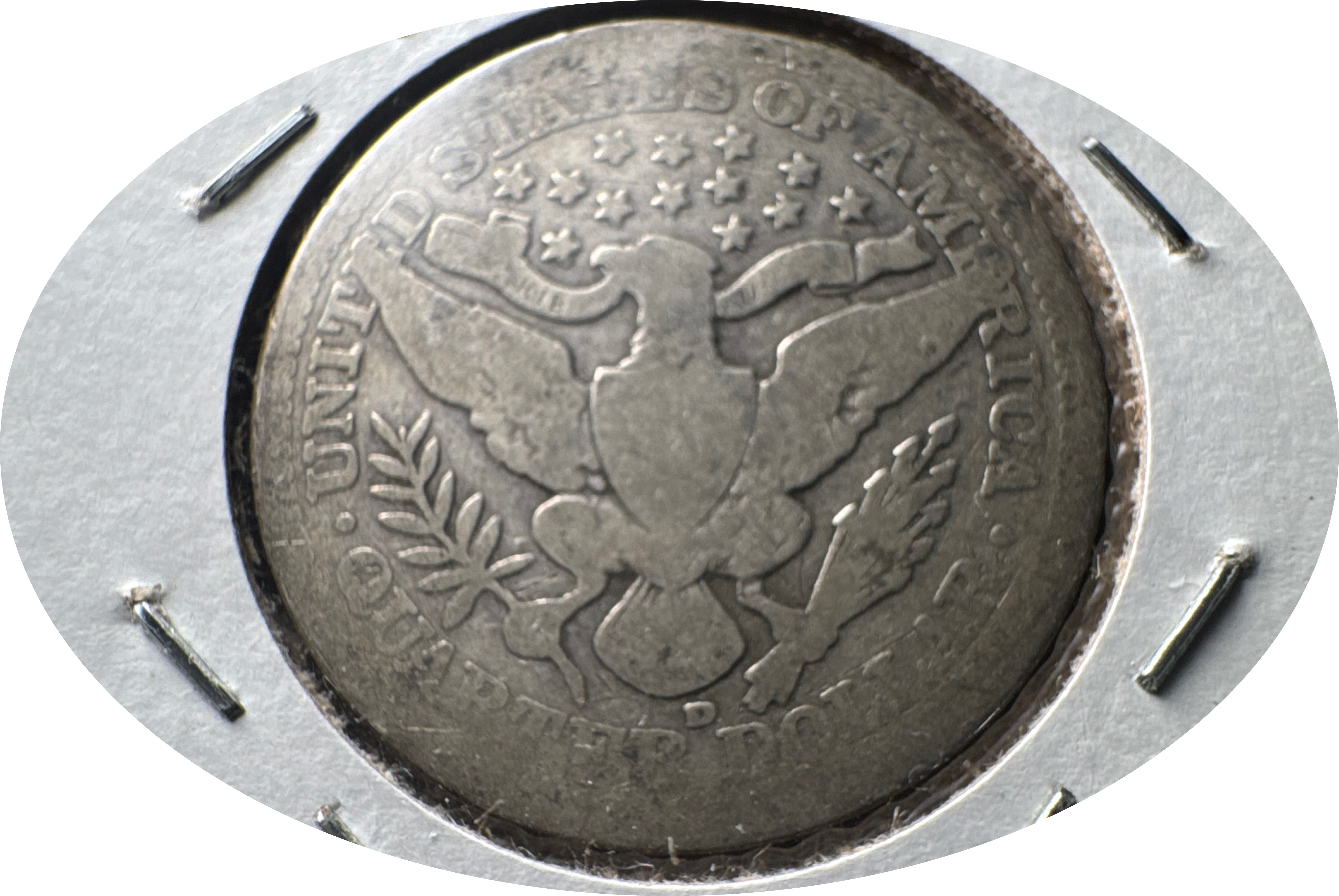 1908-D Barber Quarter Ungraded — back