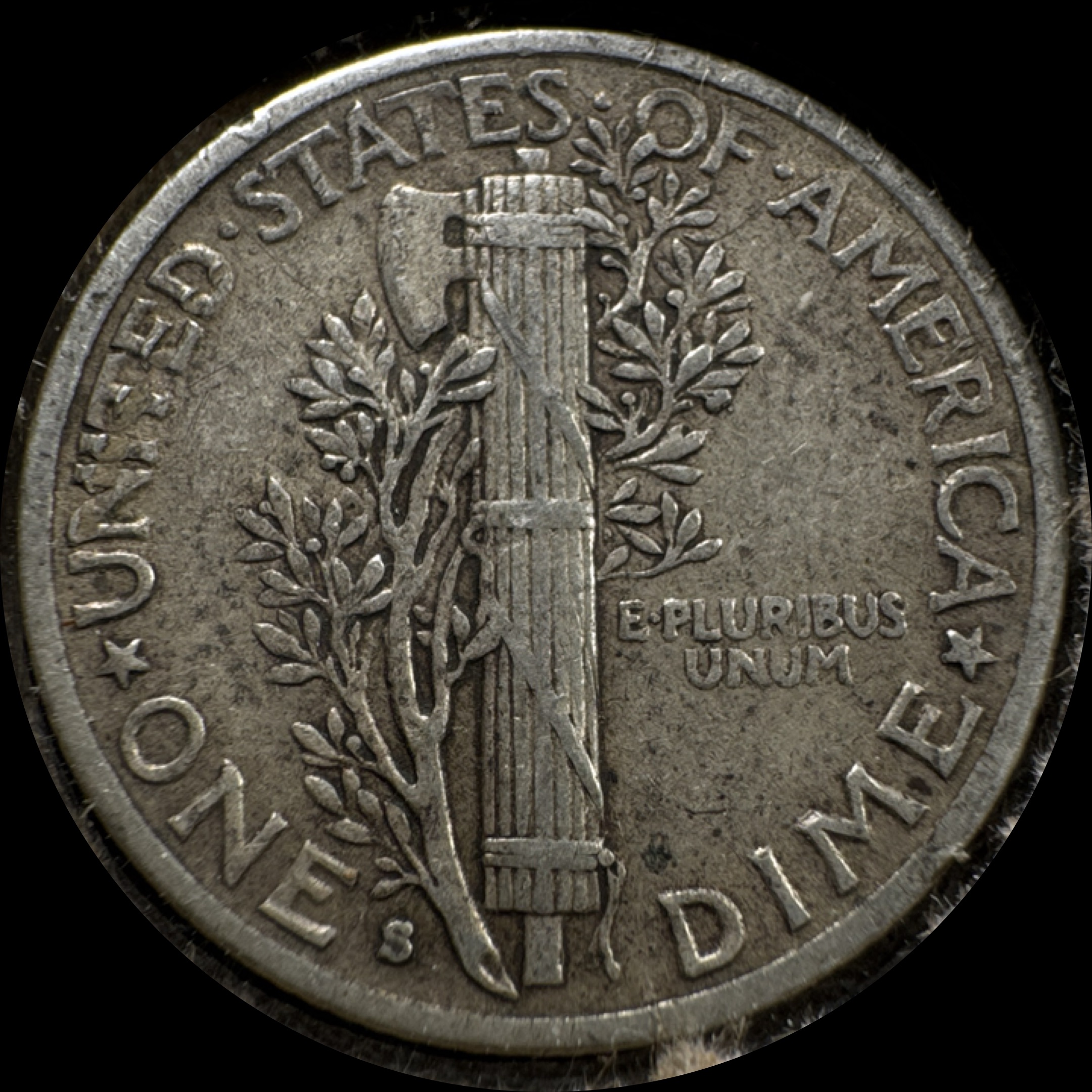 1941-S Mercury Dime Ungraded — back
