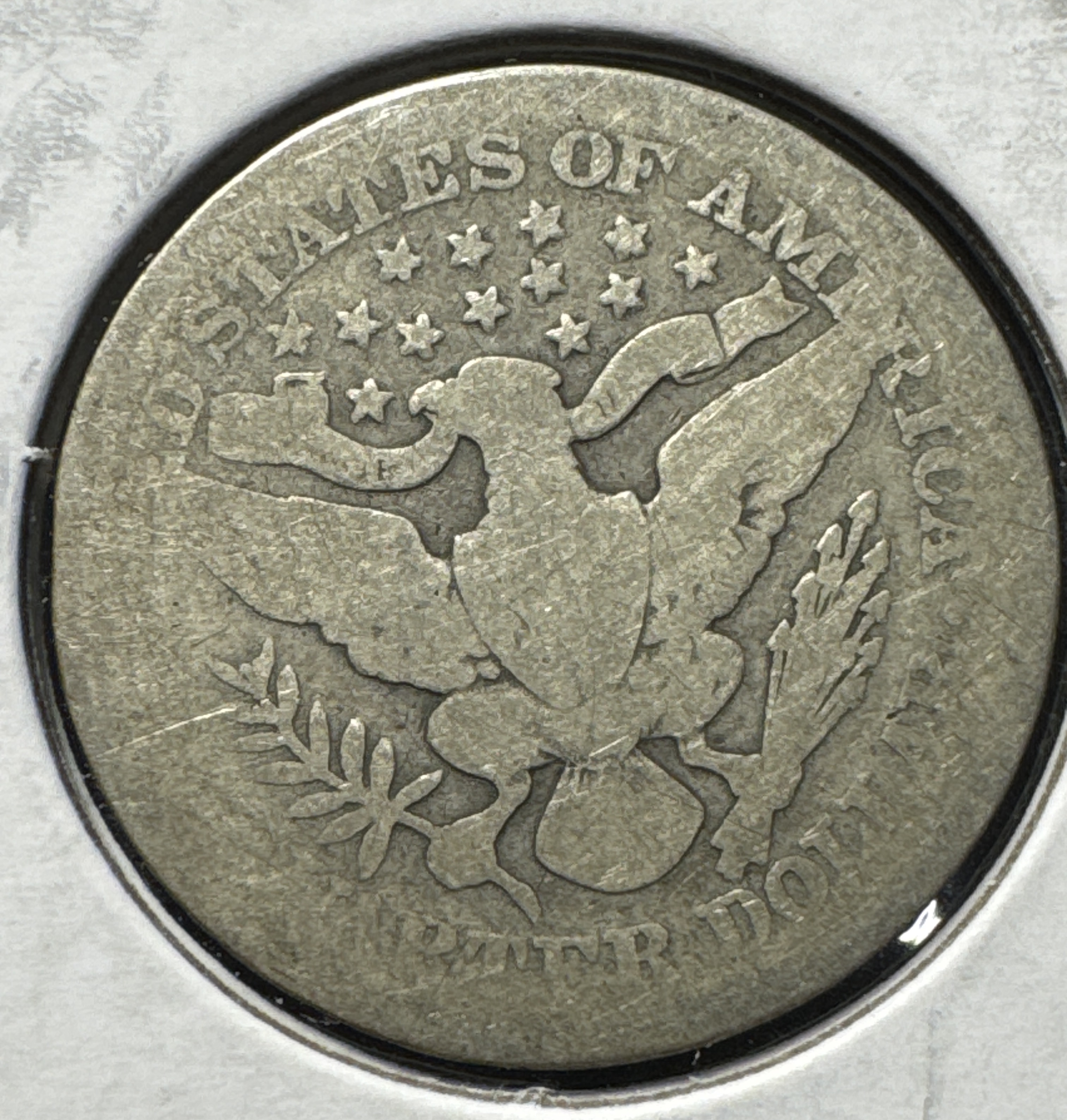 1902-P Barber Quarter Ungraded — back