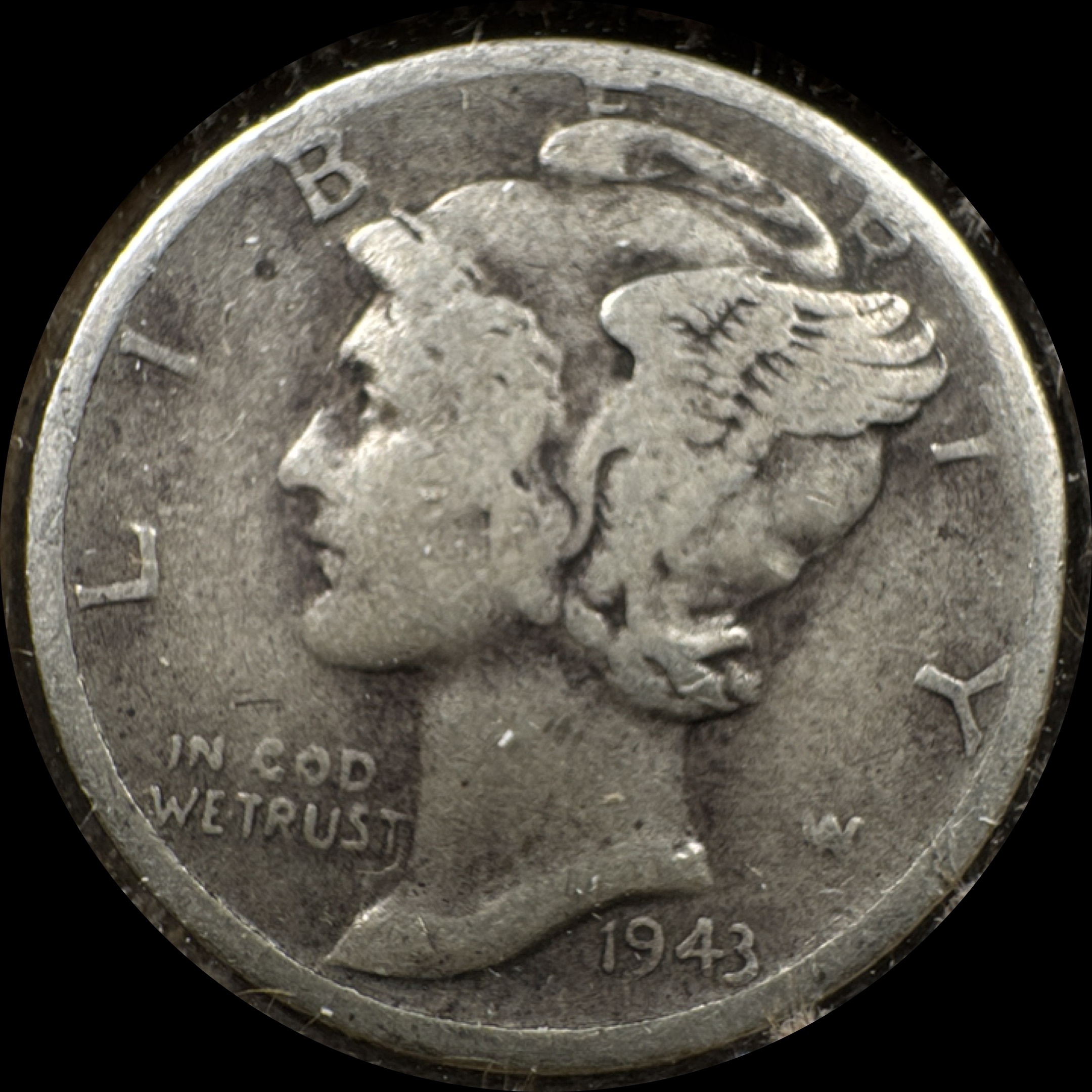 1943-D Mercury Dime Ungraded