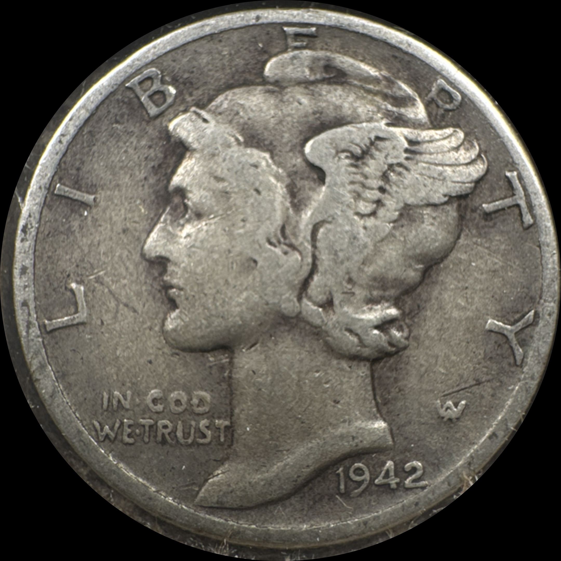 1942-D Mercury Dime Ungraded