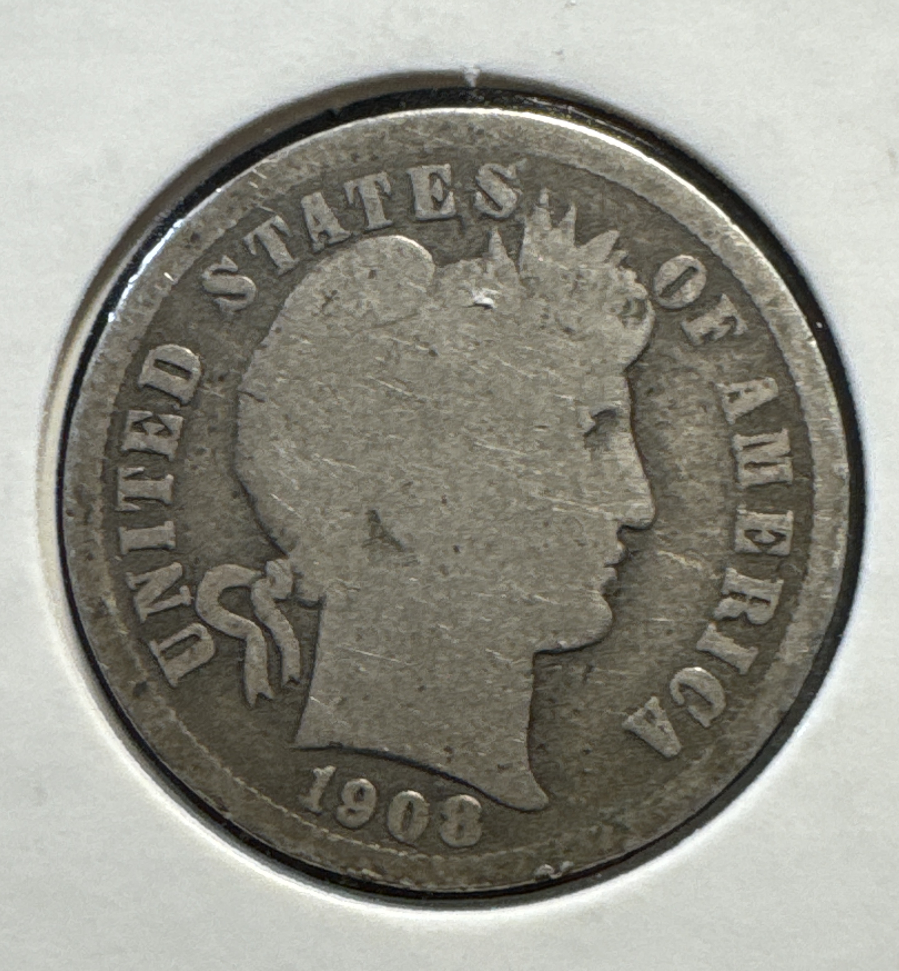 1908-D Barber Dime Ungraded