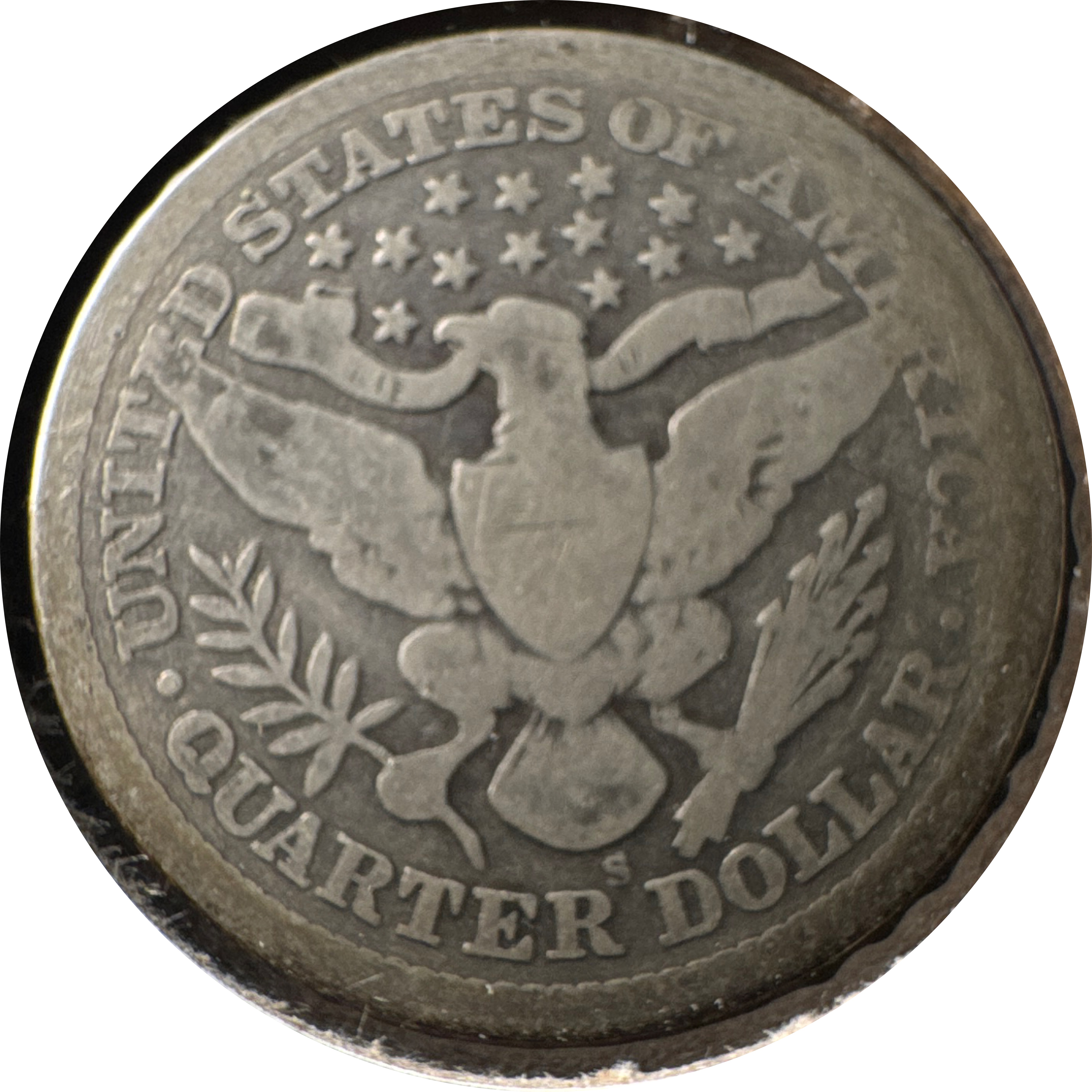 1900-S Barber Quarter Ungraded — back