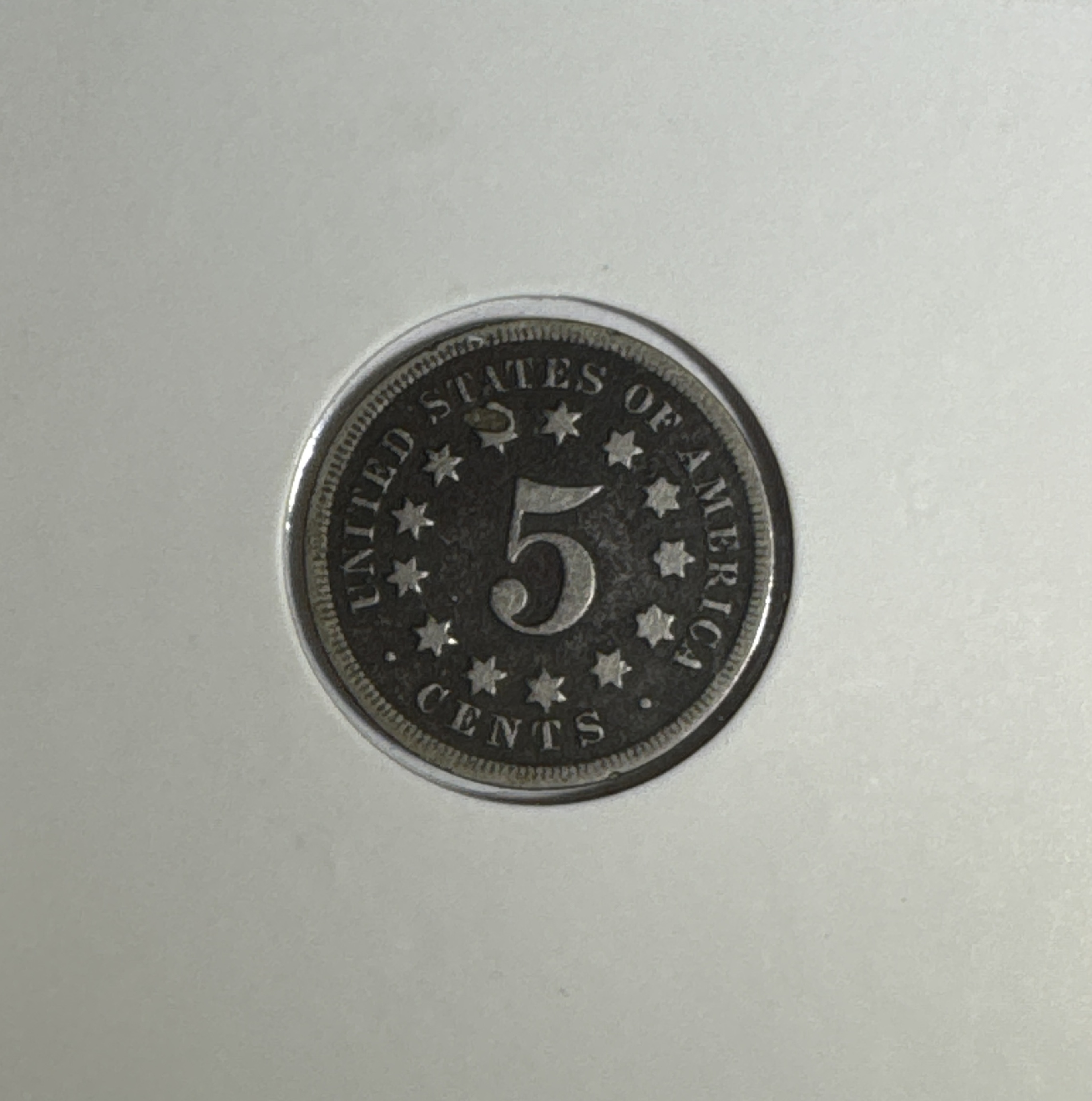 1868-P Shield Nickel Ungraded — back