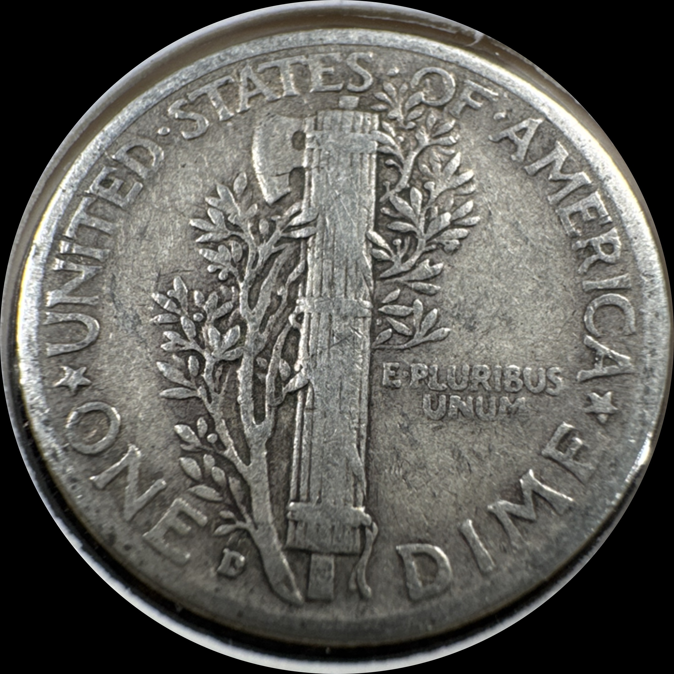 1943-D Mercury Dime Ungraded — back