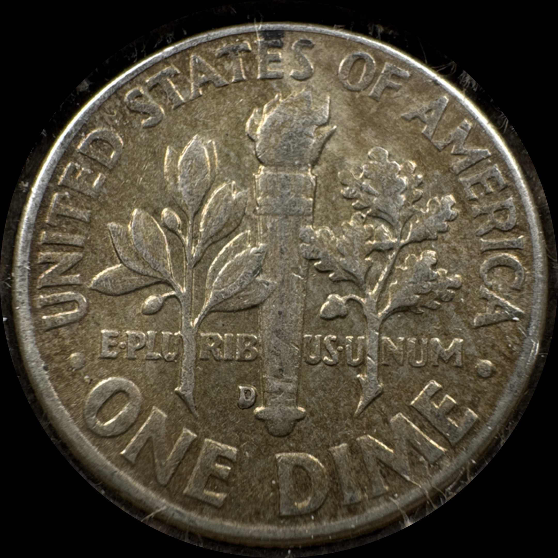 1962-D Roosevelt Dime Ungraded — back