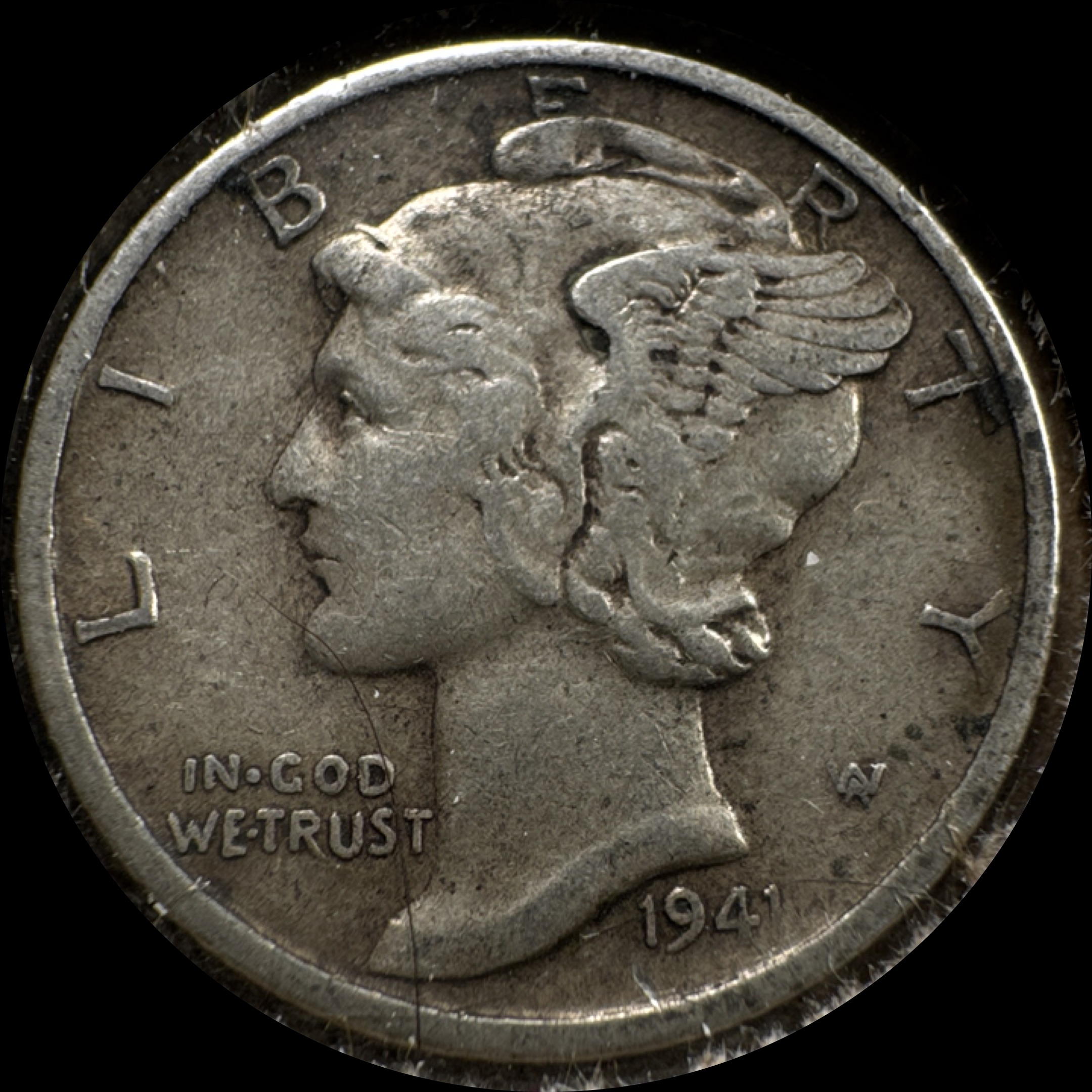 1941-S Mercury Dime Ungraded