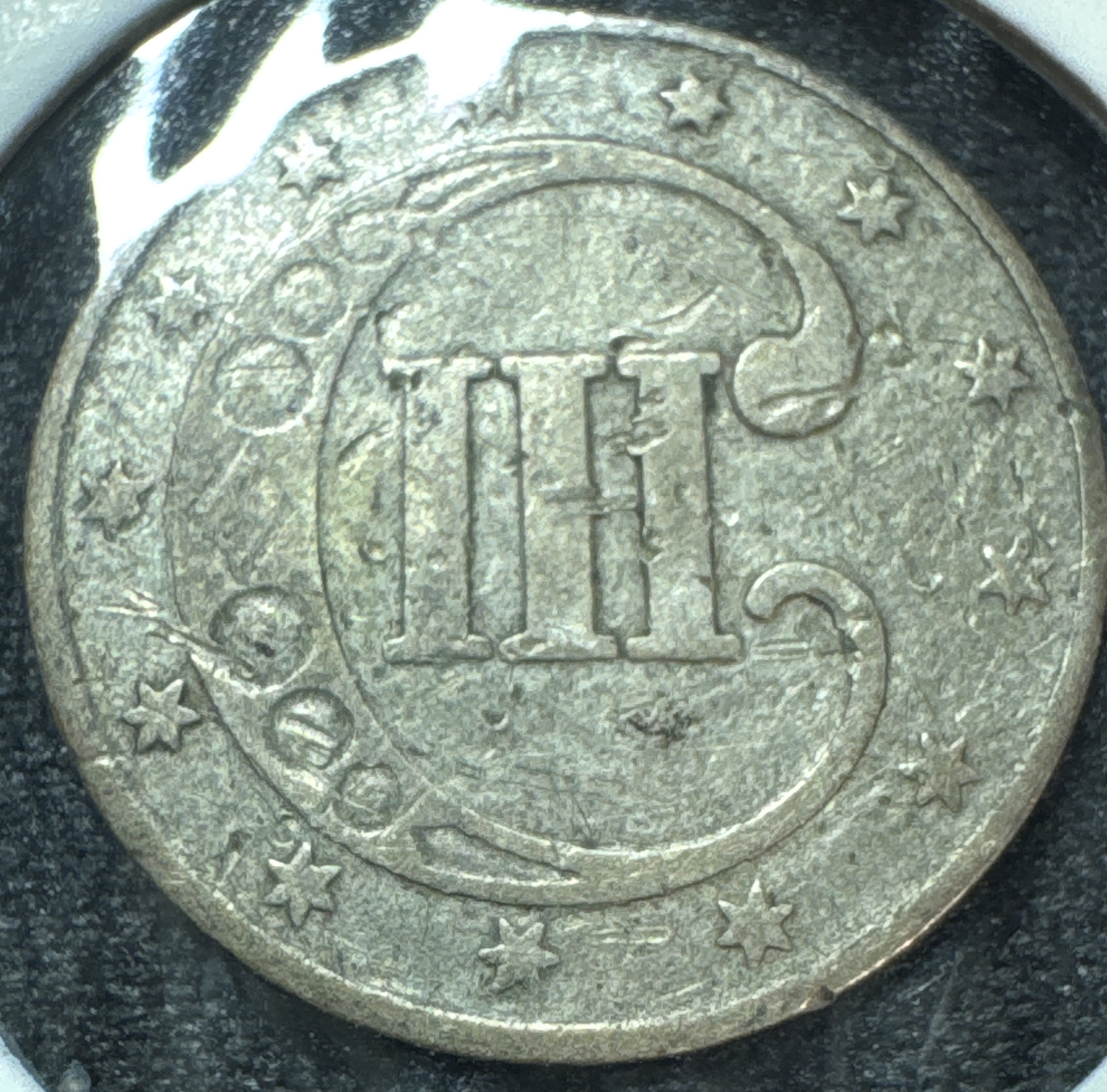 1853-P 3-Cent Silver Ungraded — back
