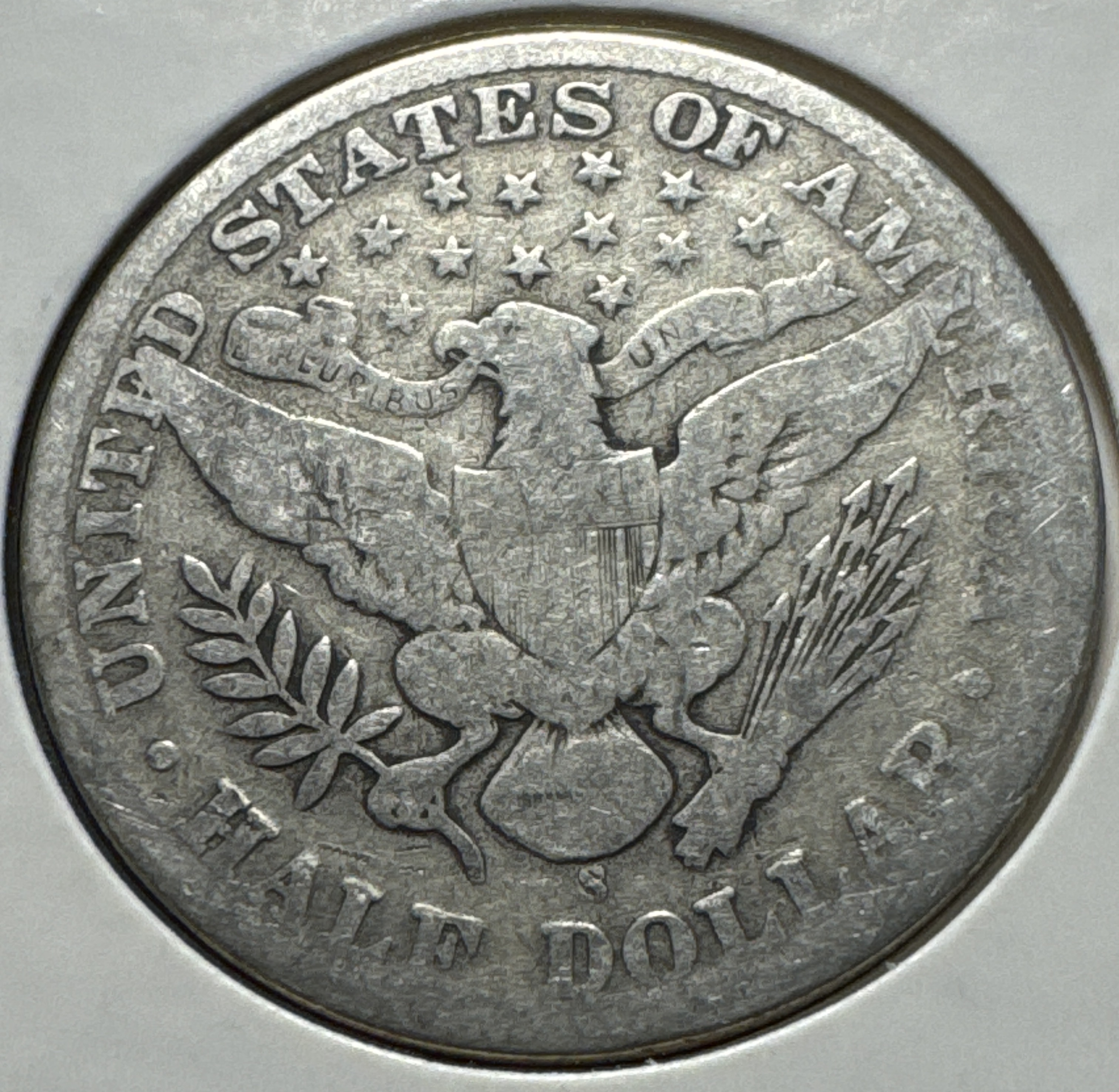 1911-S Barber Half Dollar Ungraded — back