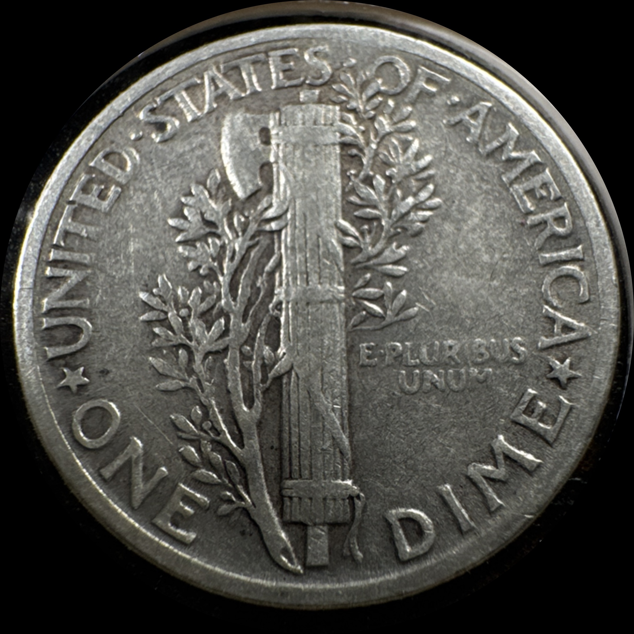 1943-P Mercury Dime Ungraded — back