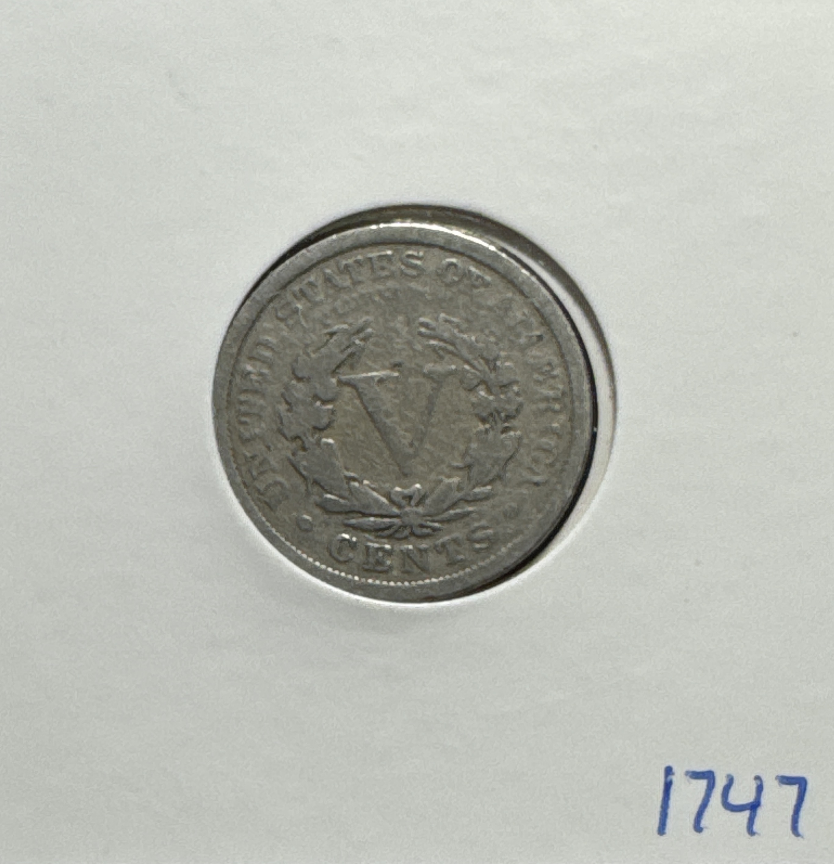 1908-P Liberty V Nickel Ungraded — back