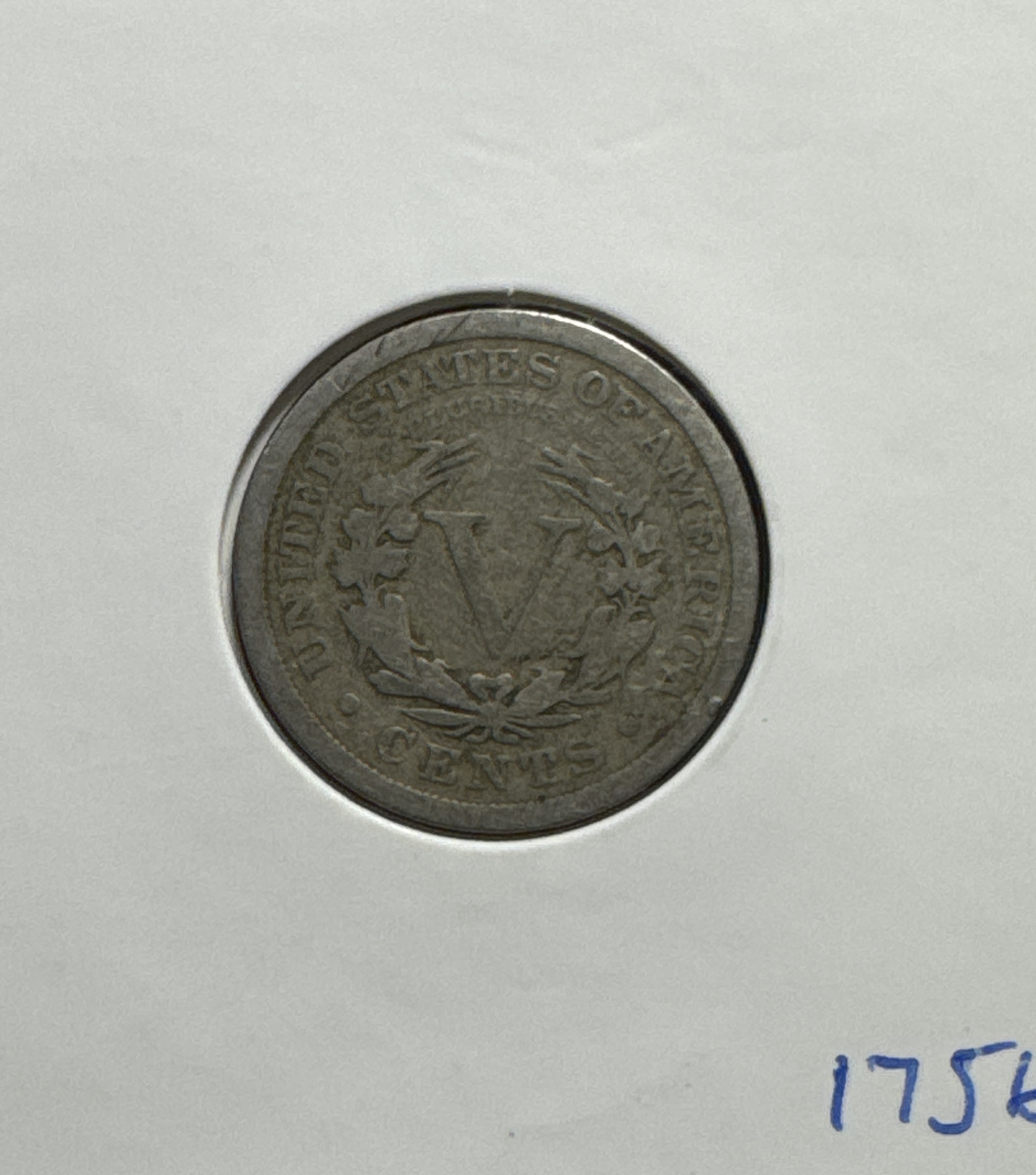 1911-P Liberty V Nickel Ungraded — back