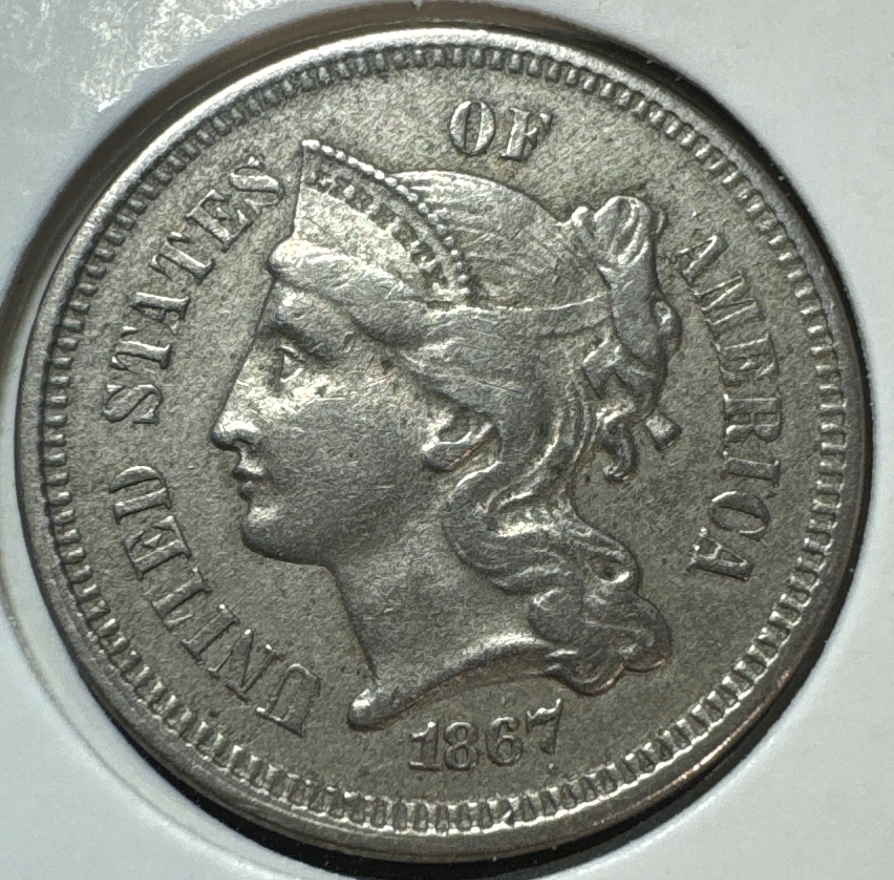 1867-P 3-Cent Nickel Ungraded