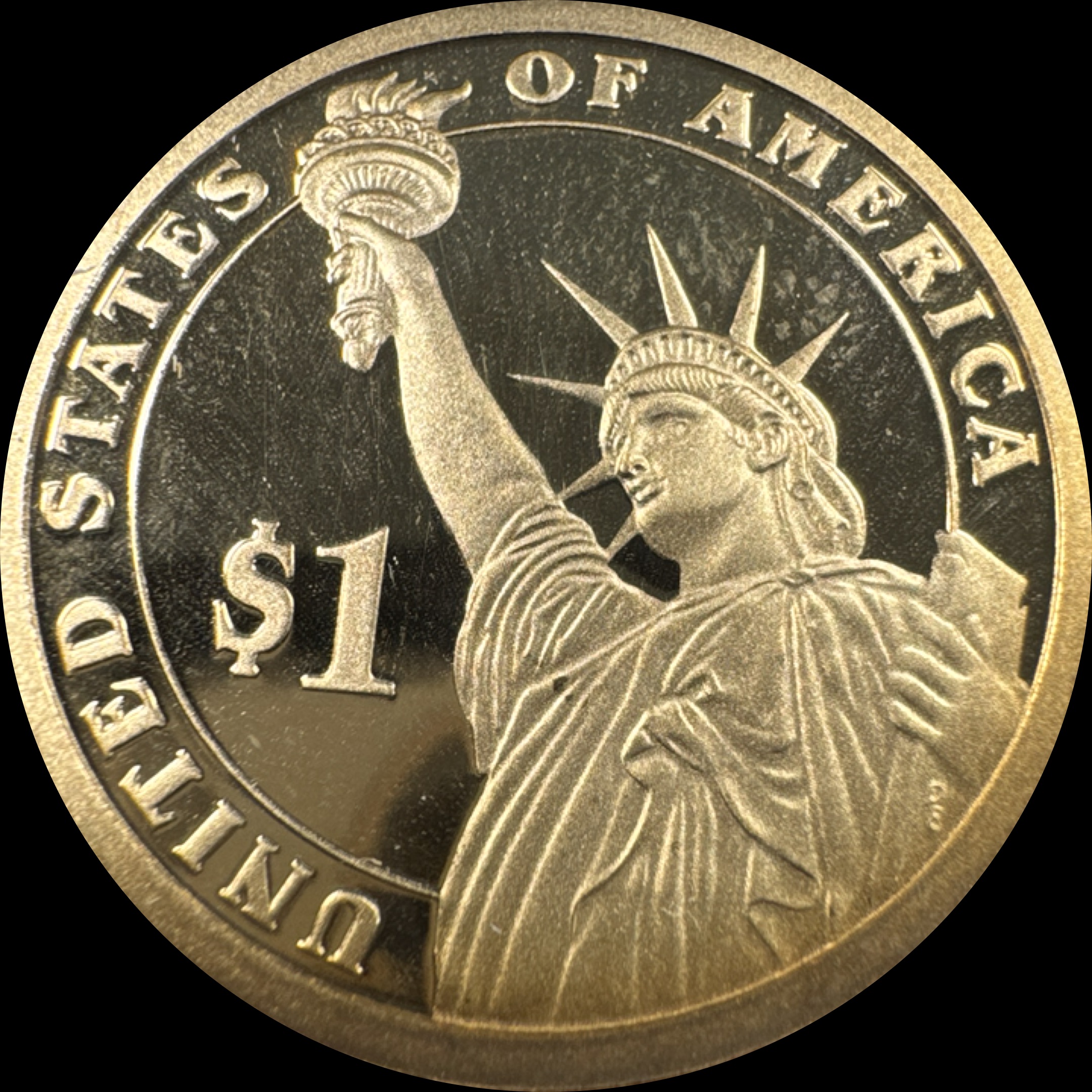 2008-S Presidential Dollar Ungraded — back