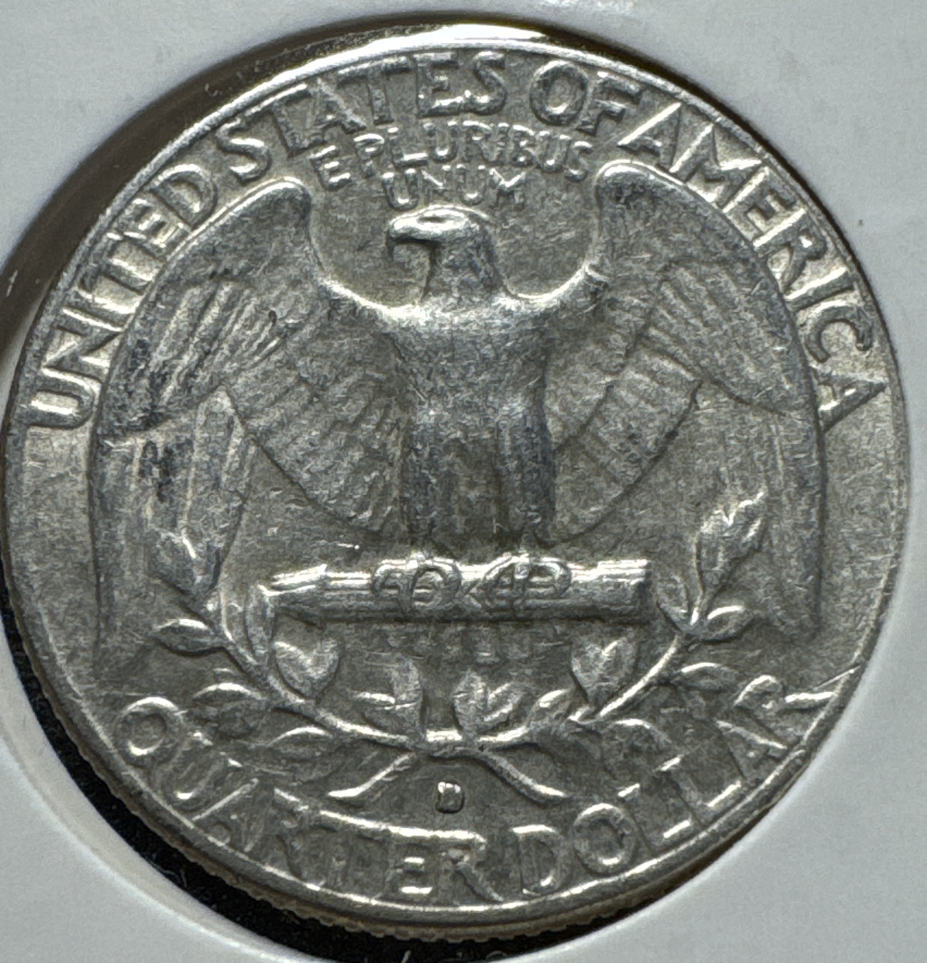 1964-D Washington Quarter Ungraded — back