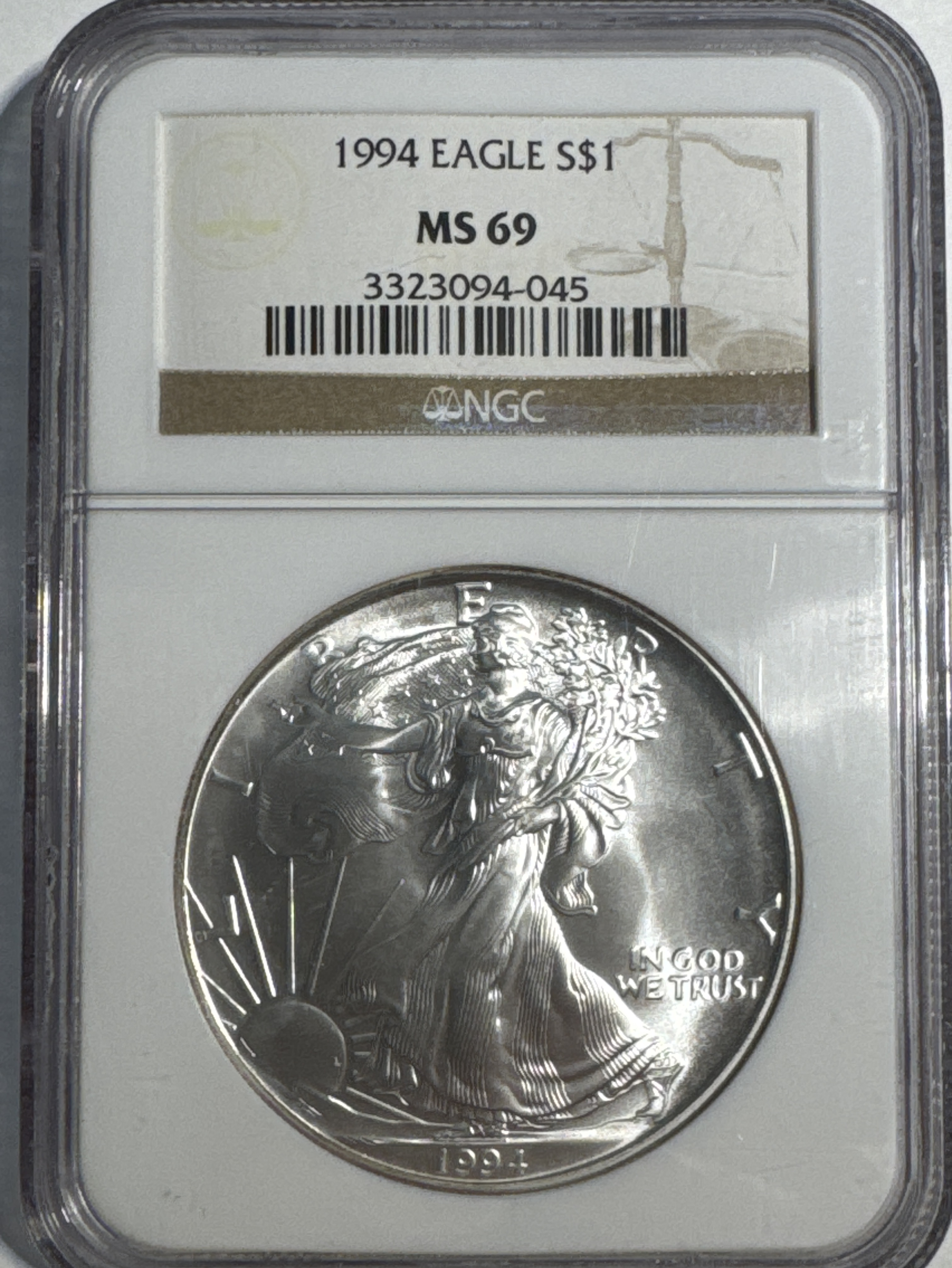 1994-P American Silver Eagle MS69