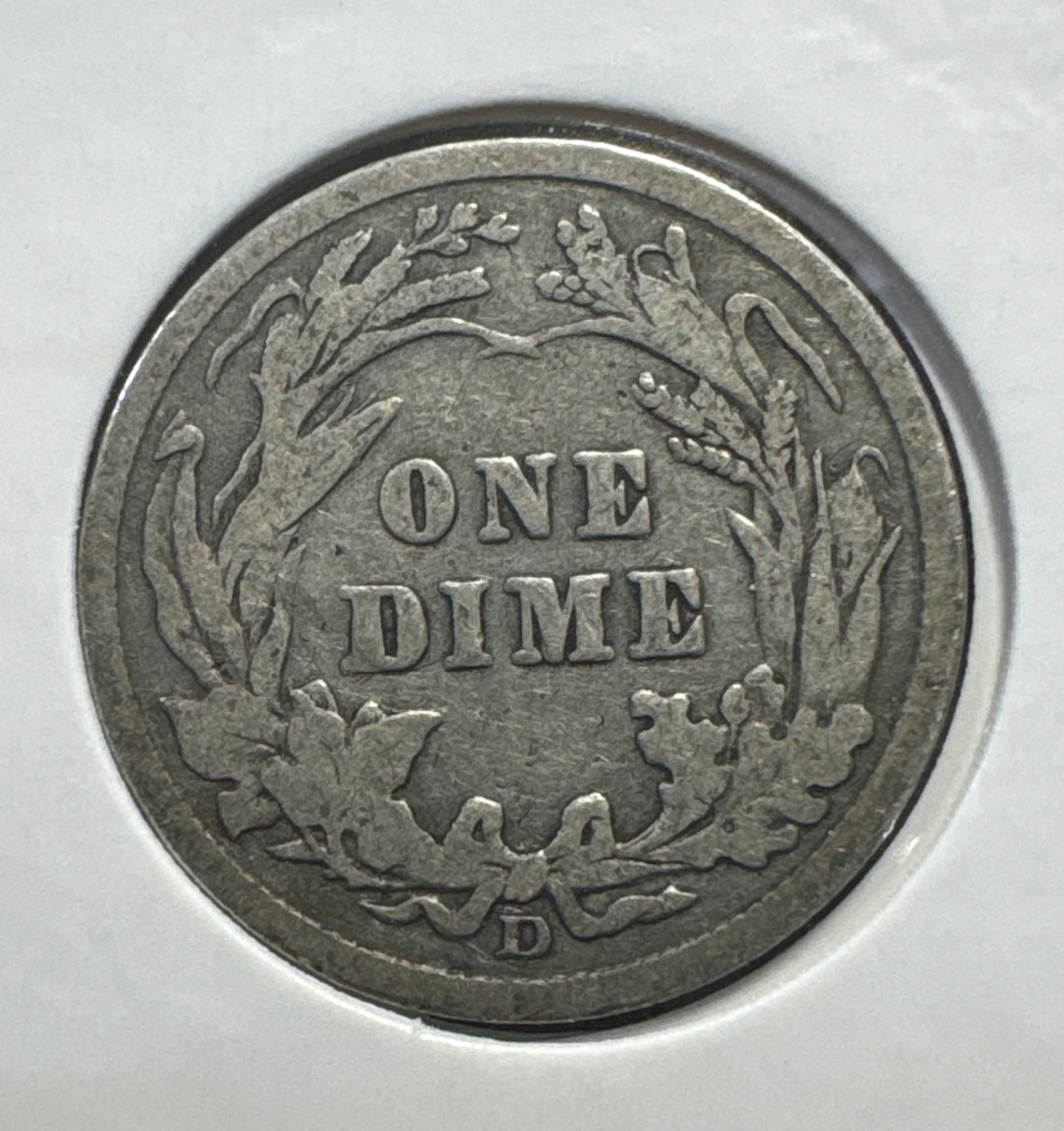 1914-D Barber Dime Ungraded — back