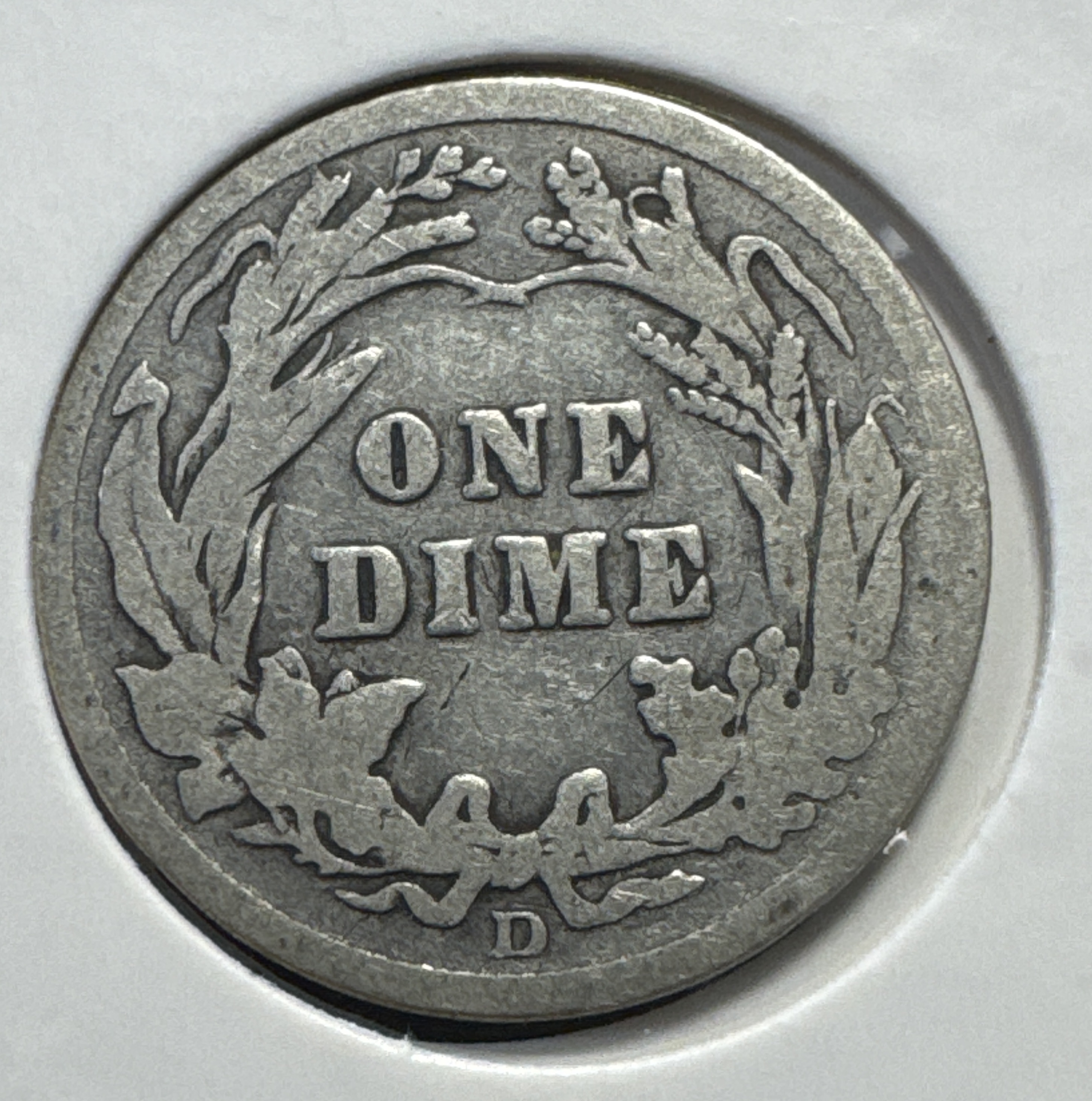 1914-D Barber Dime Ungraded — back