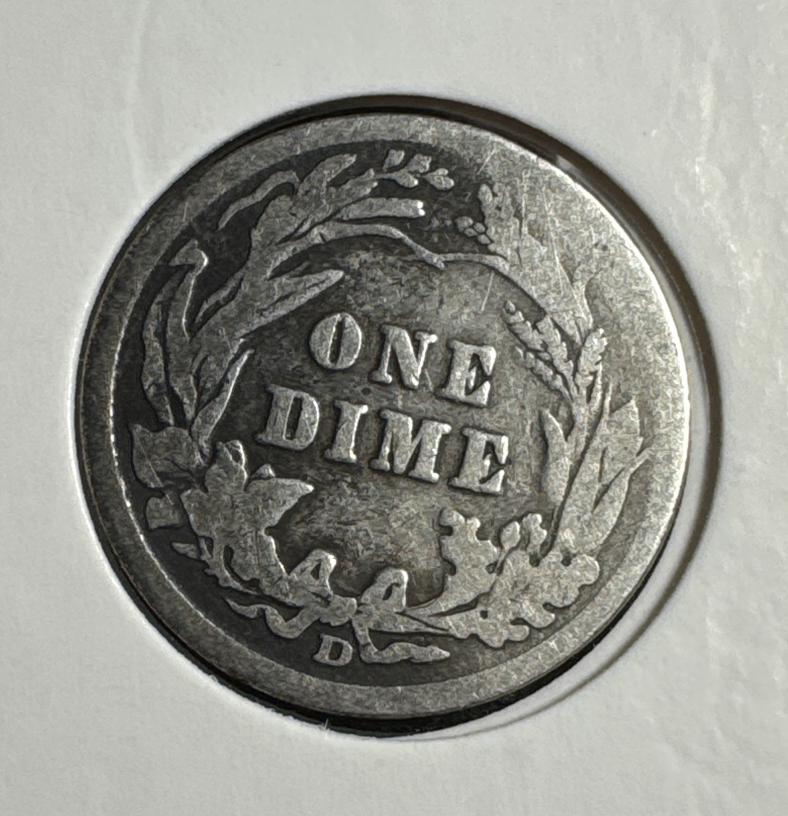 1912-D Barber Dime Ungraded — back