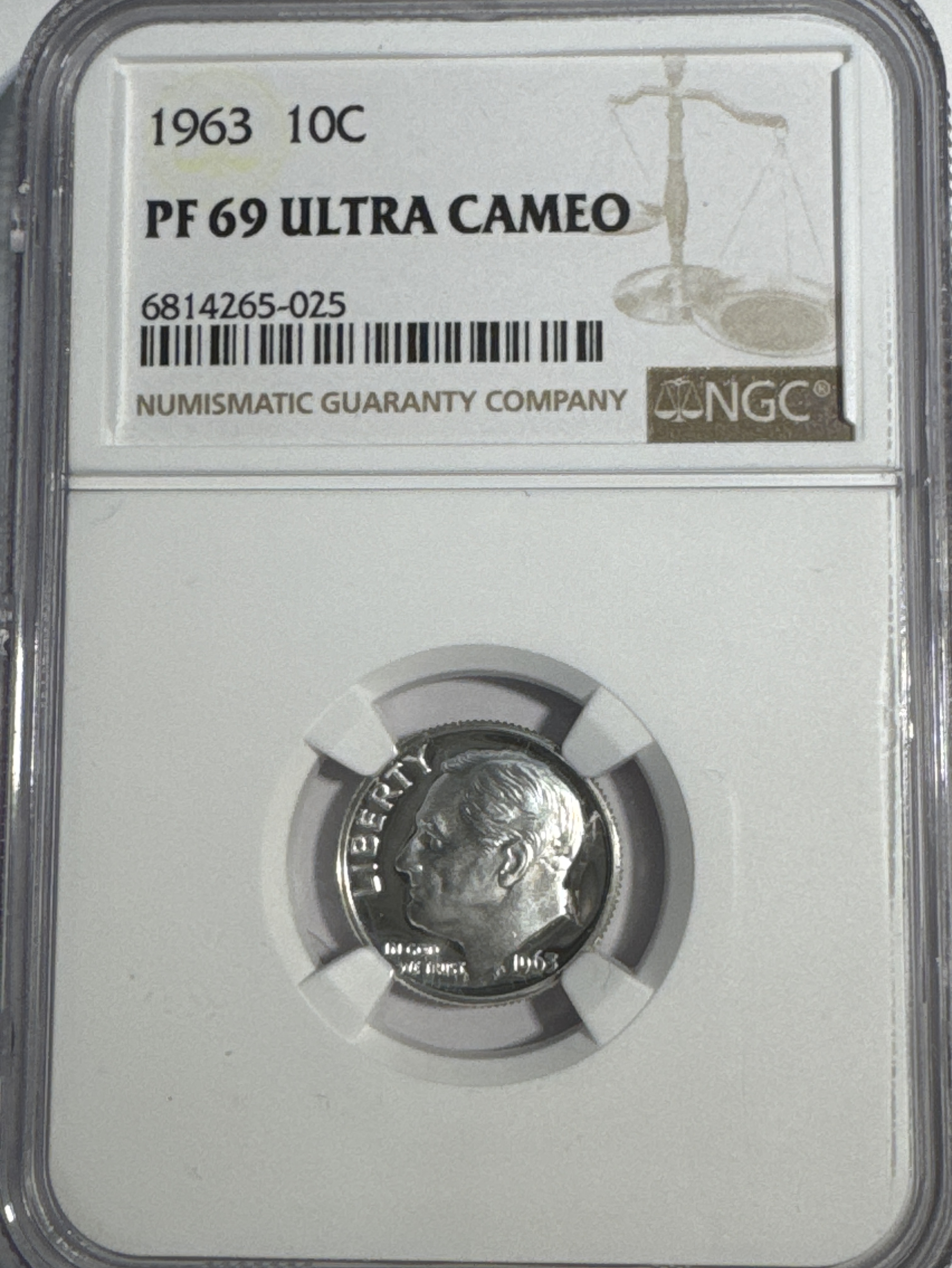 1963-P Roosevelt Dime PF69