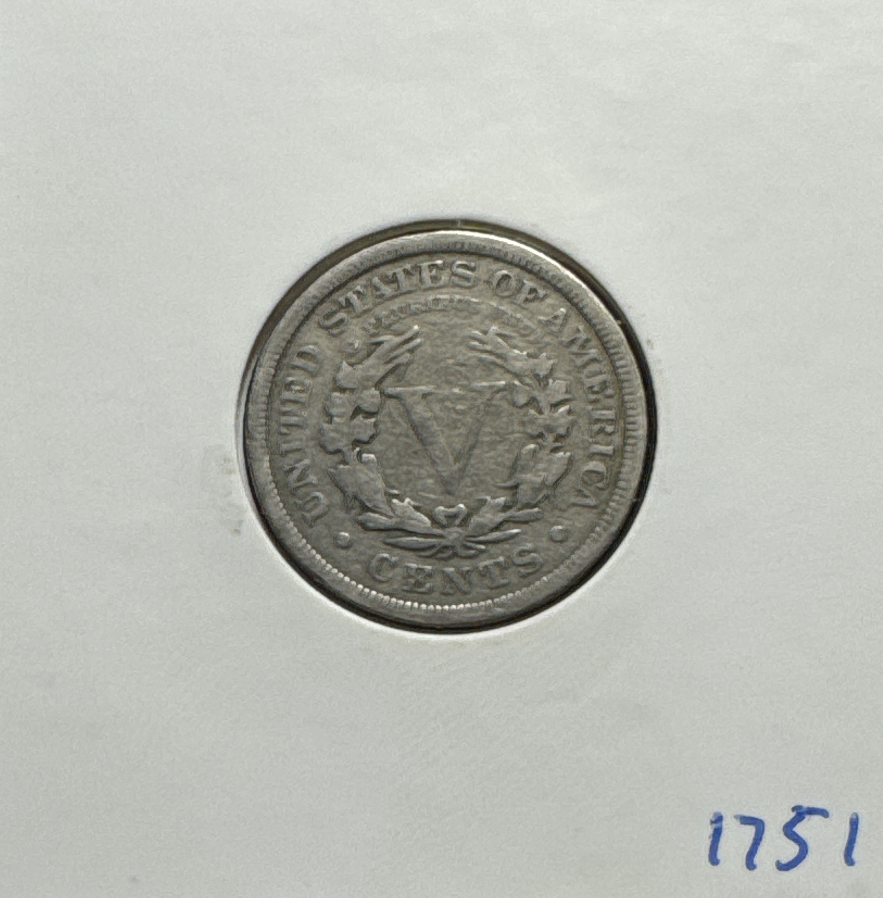 1909-P Liberty V Nickel Ungraded — back