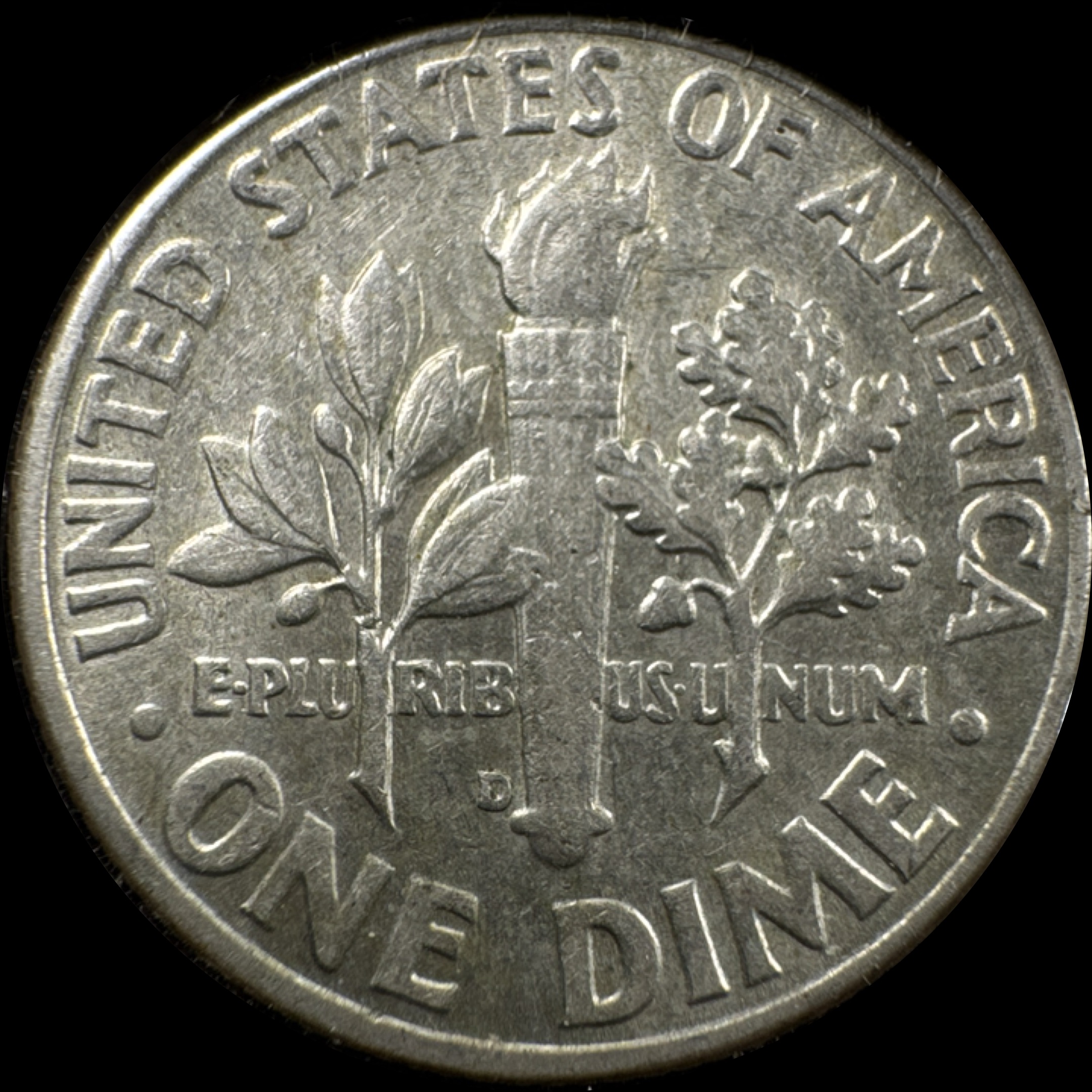 1963-D Roosevelt Dime Ungraded — back