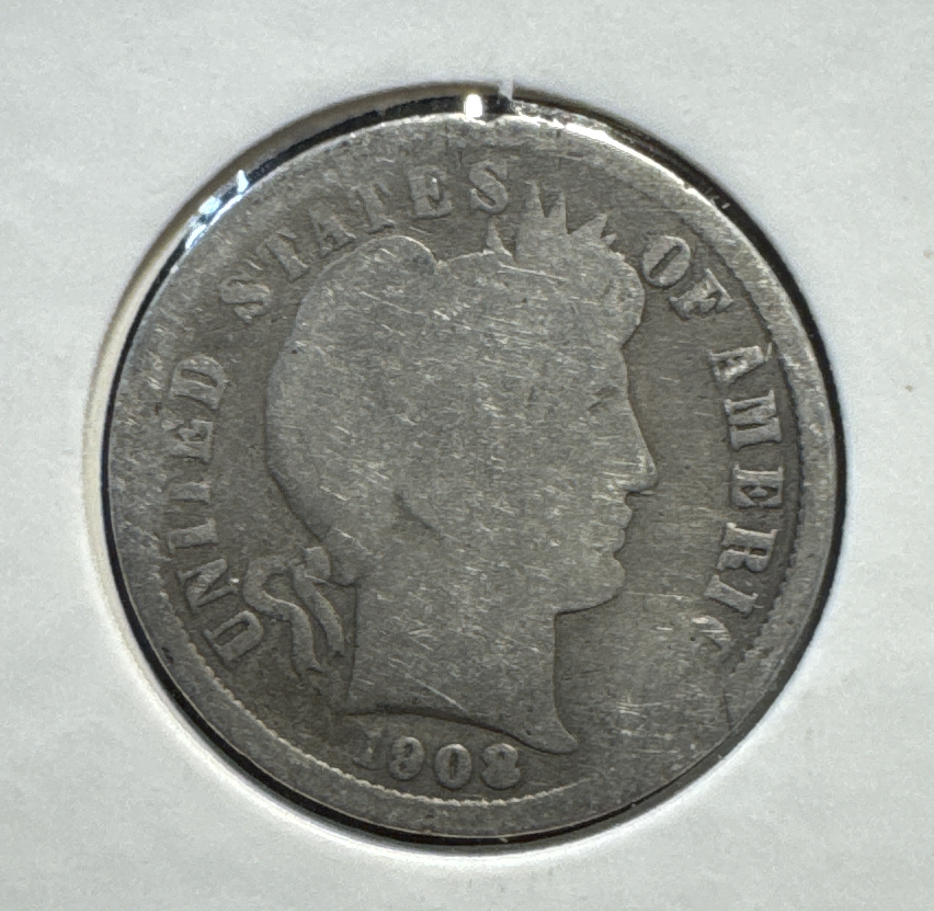 1908-P Barber Dime Ungraded