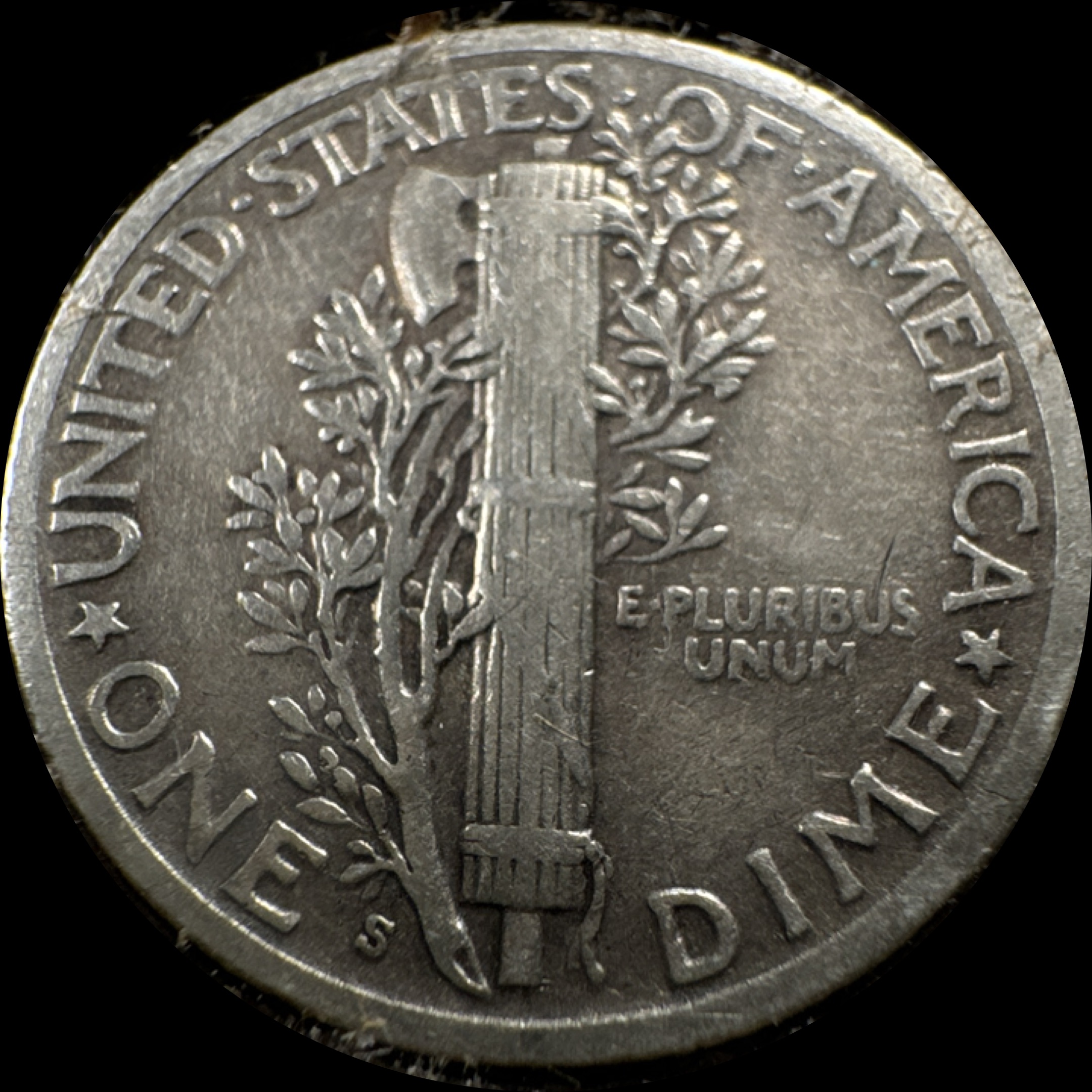 1939-S Mercury Dime Ungraded — back
