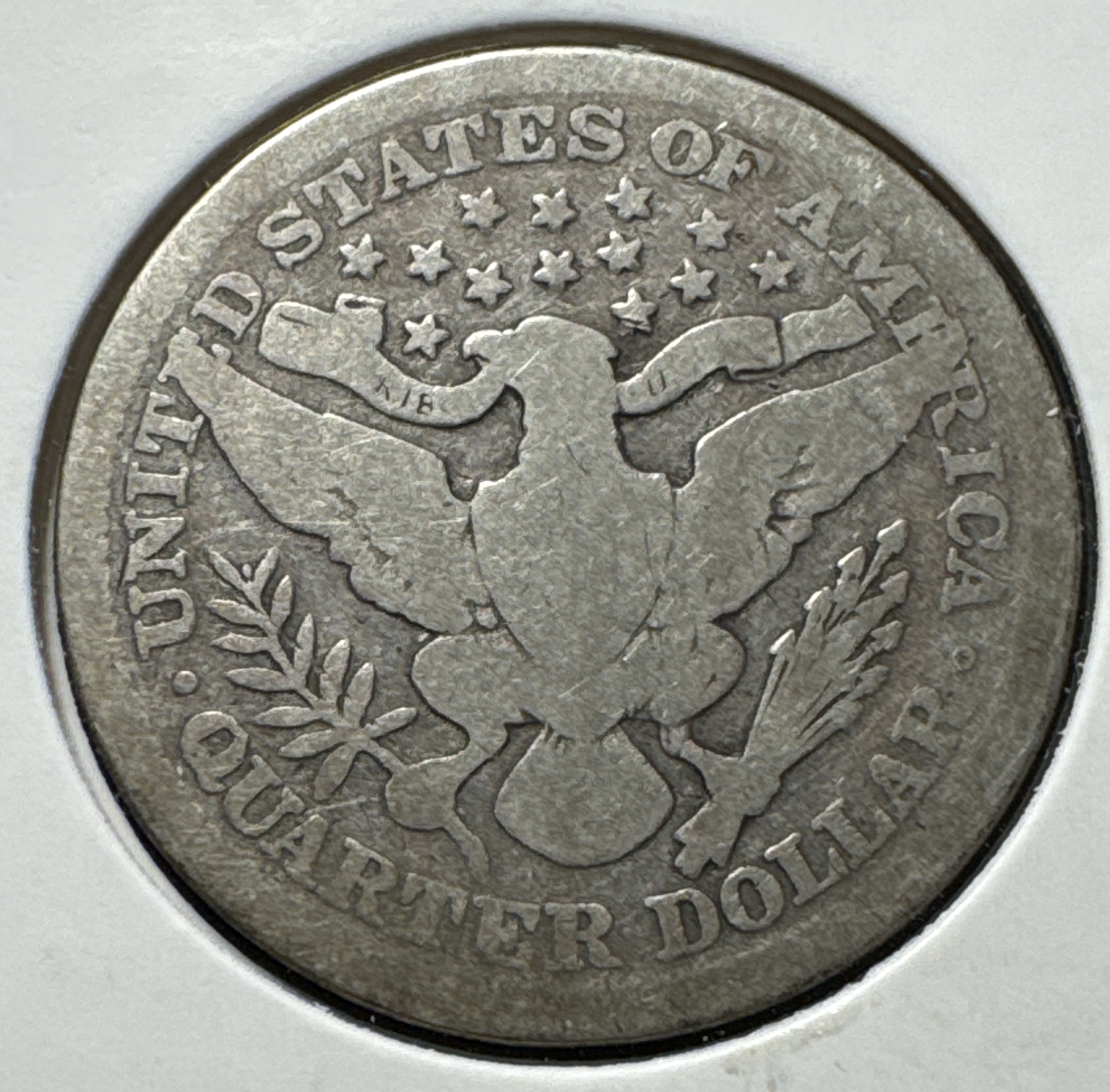1902-P Barber Quarter Ungraded — back