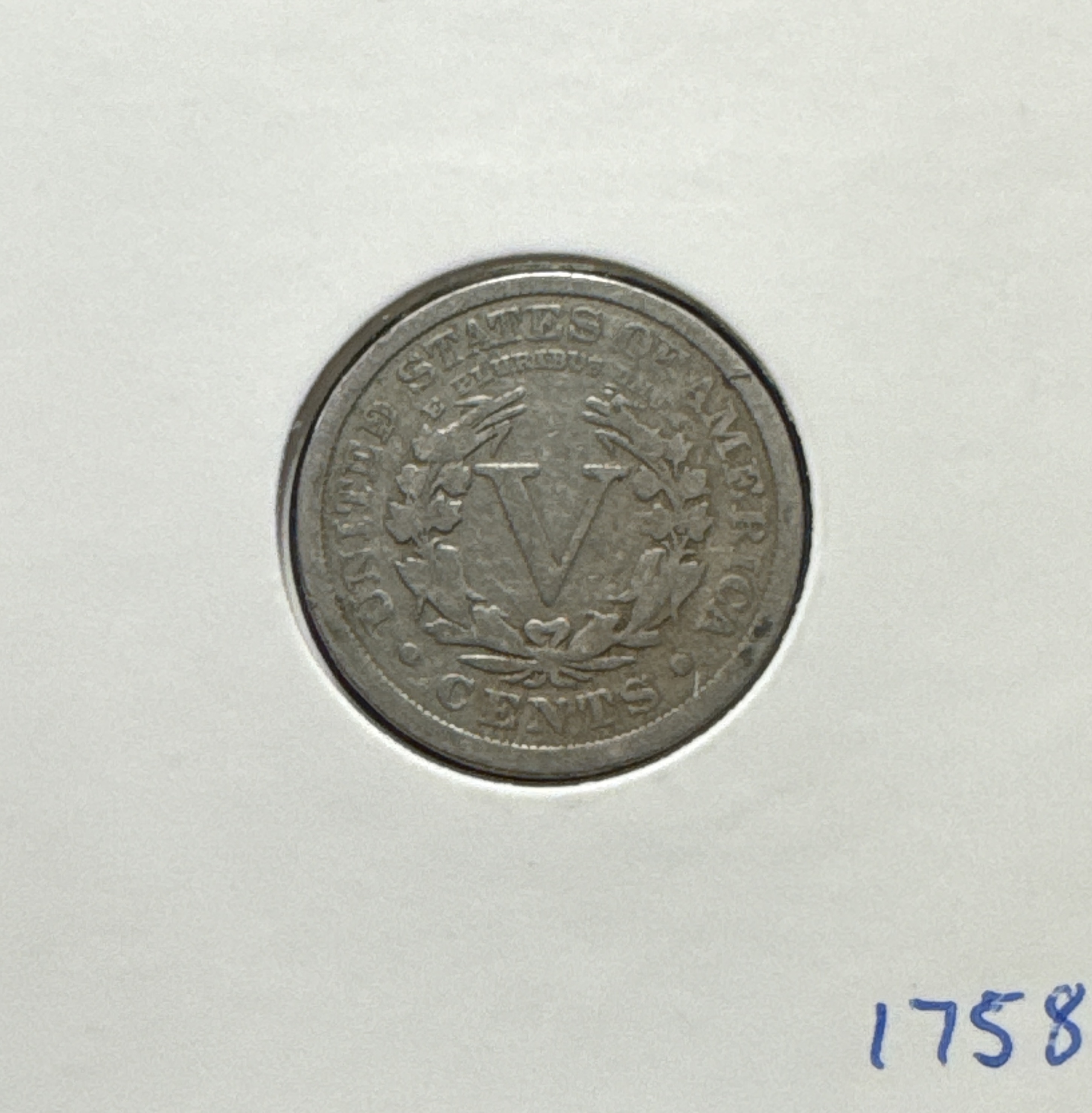 1911-P Liberty V Nickel Ungraded — back