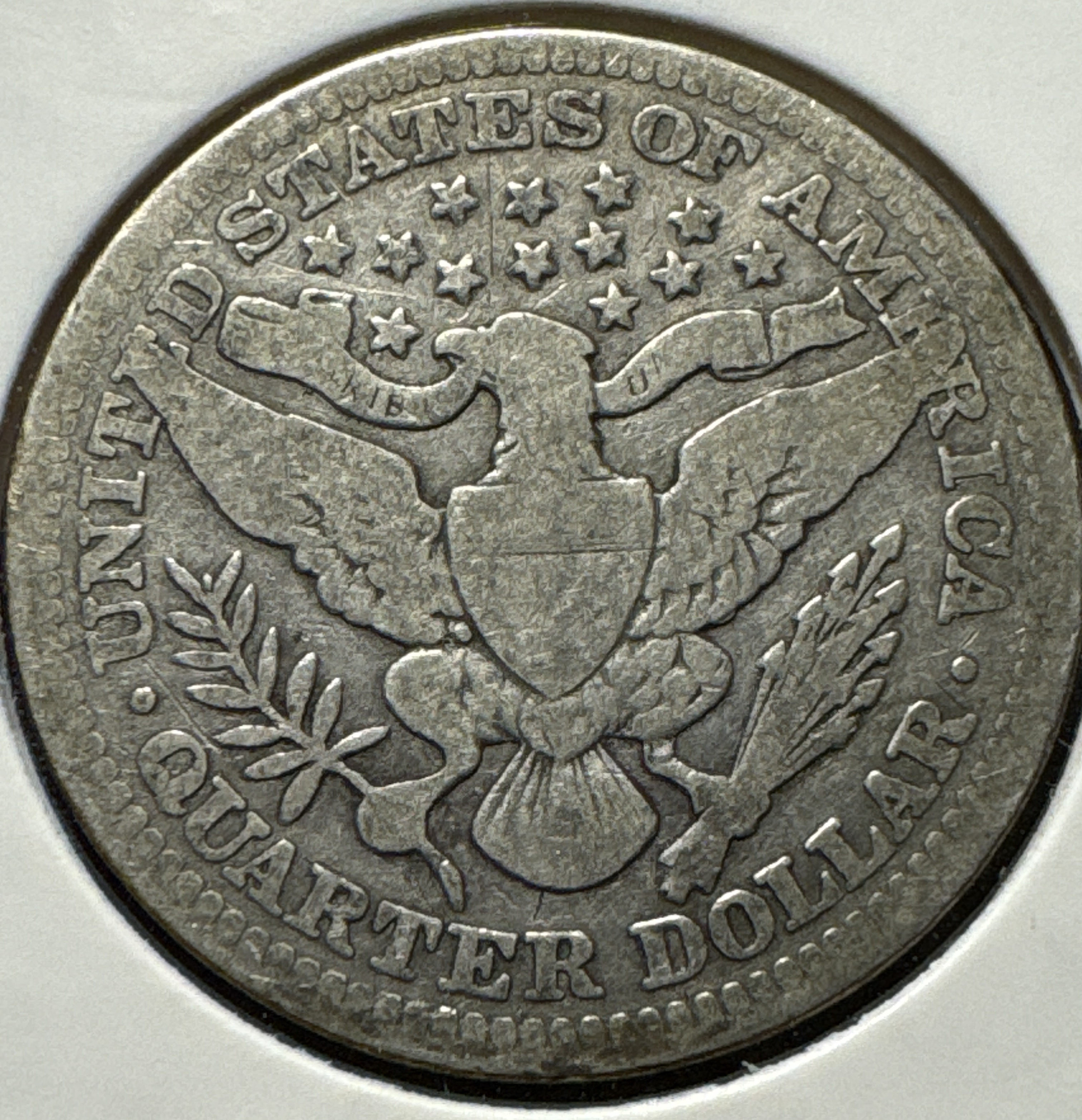 1909-P Barber Quarter Ungraded — back