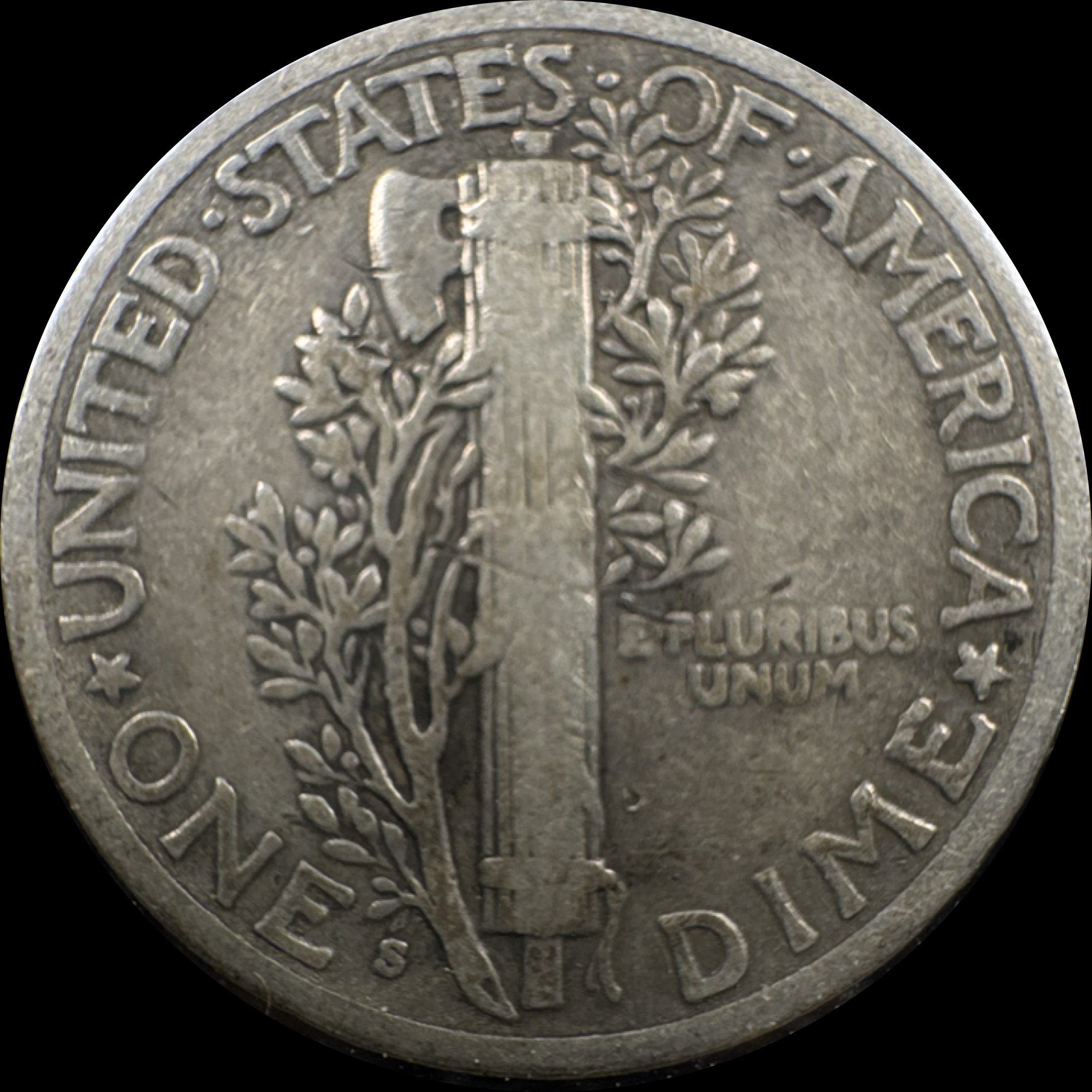 1941-S Mercury Dime Ungraded — back