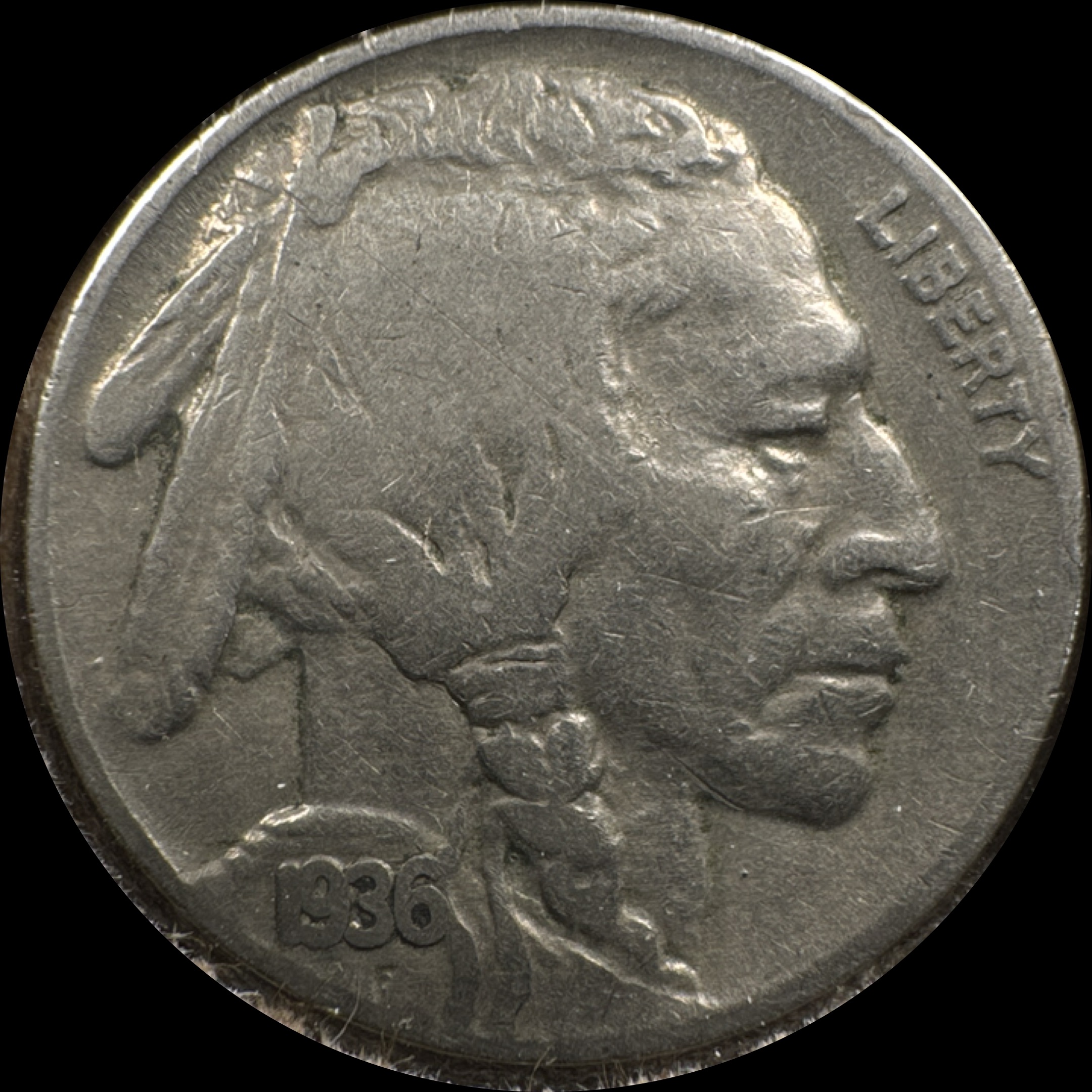1936-P Buffalo Nickel Ungraded