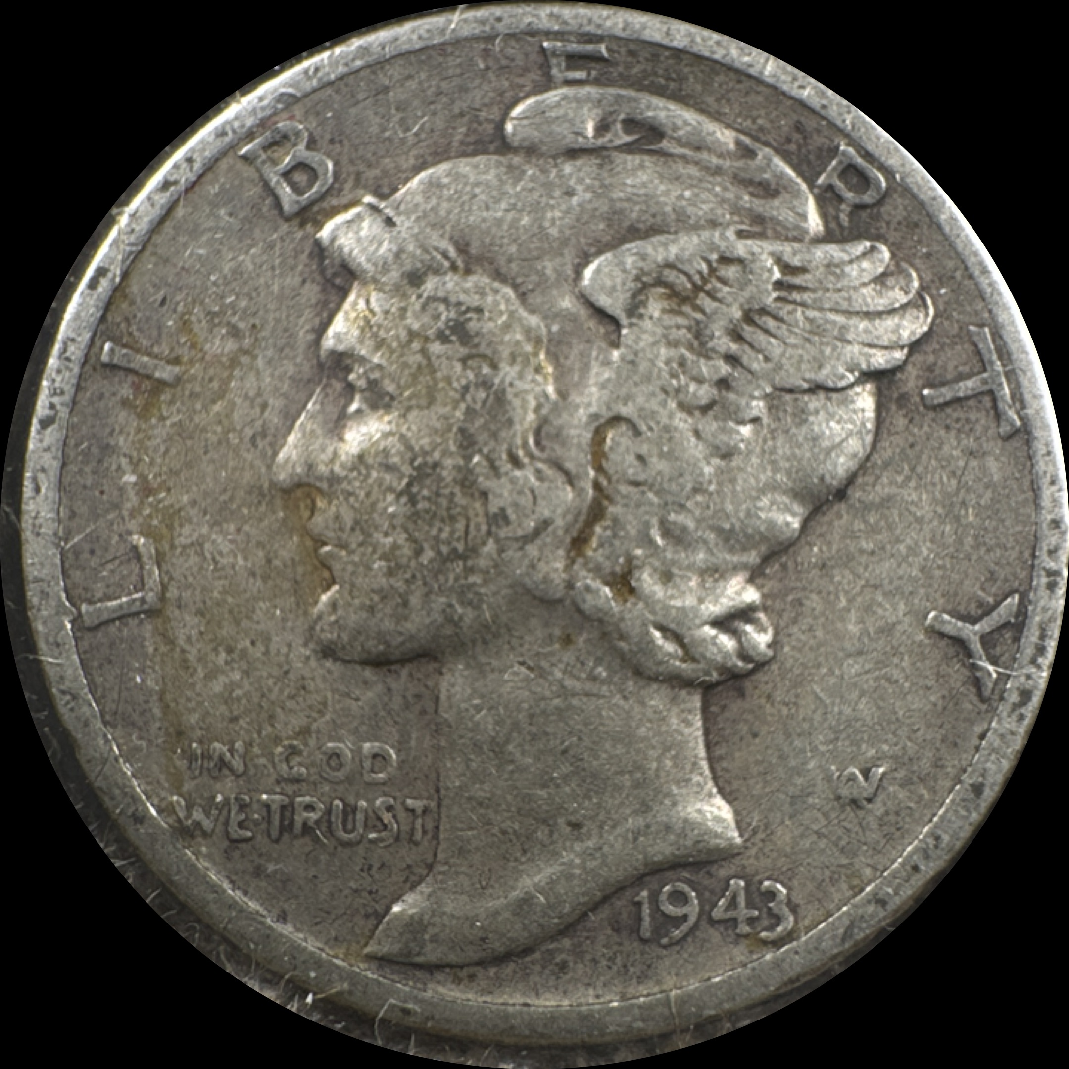 1943-D Mercury Dime Ungraded