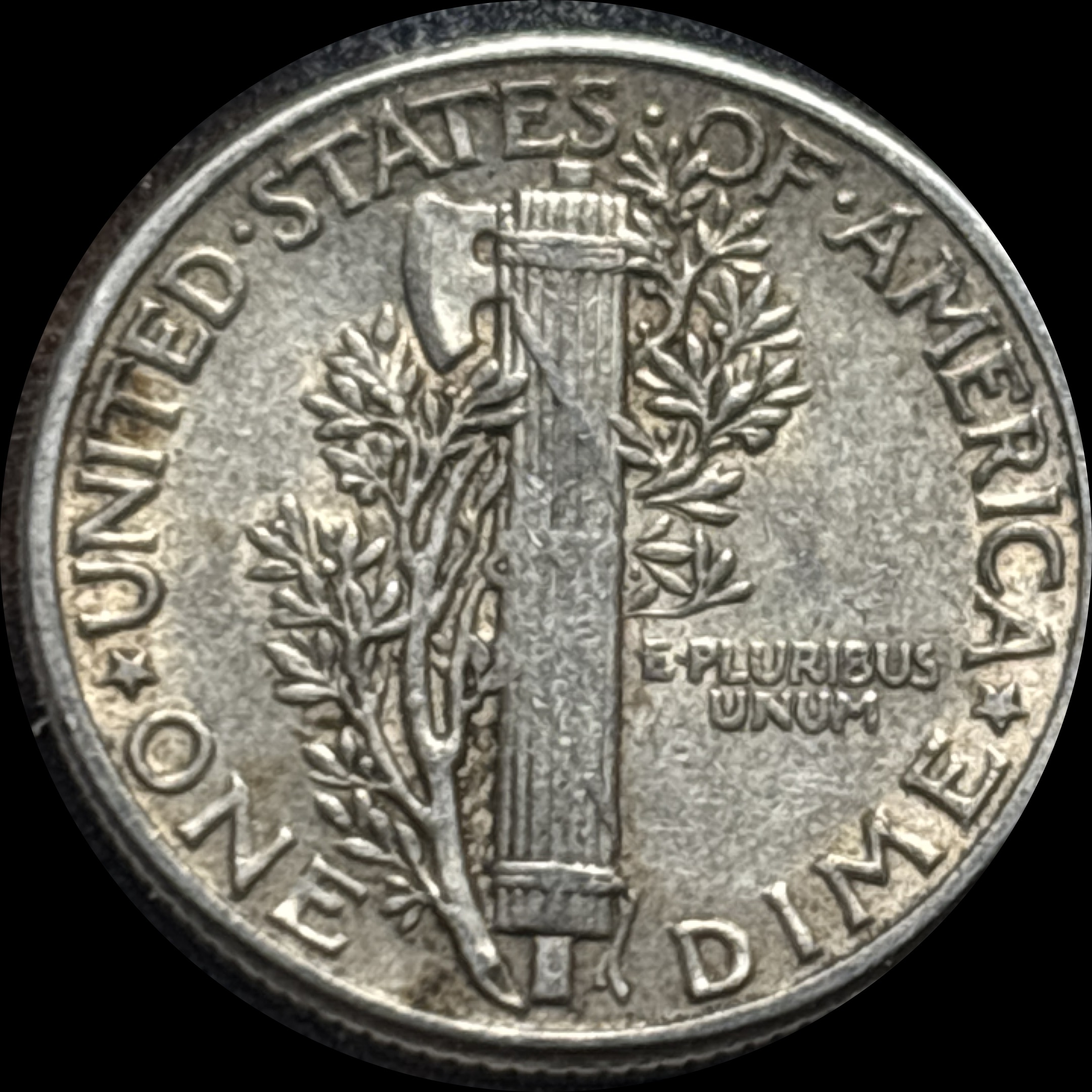 1945-P Mercury Dime Ungraded — back