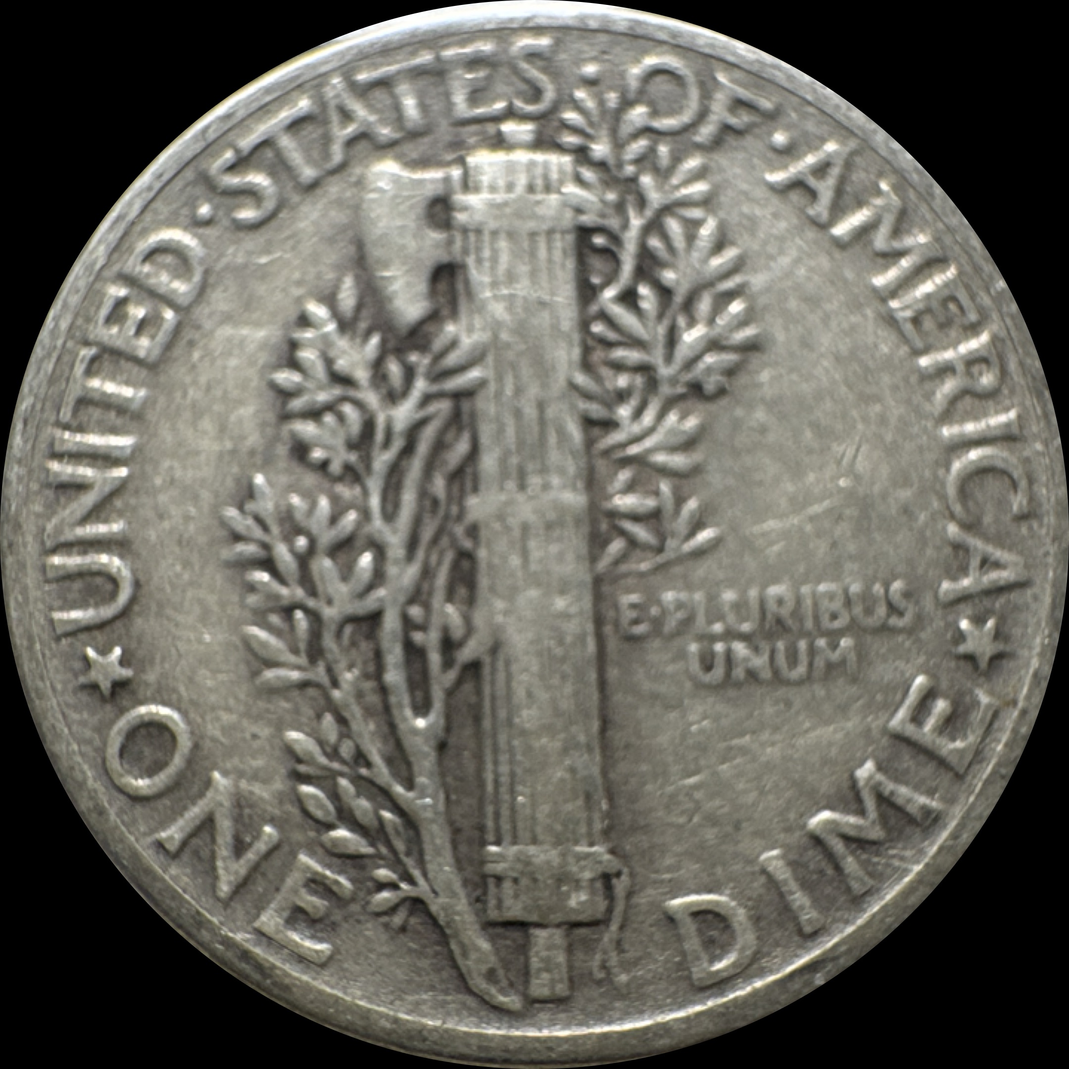 1944-P Mercury Dime Ungraded — back