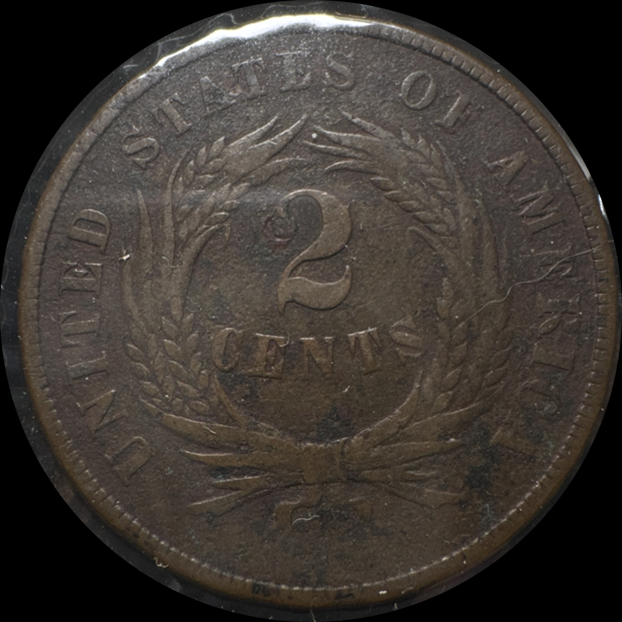 1868-P 2-Cent Piece Ungraded — back