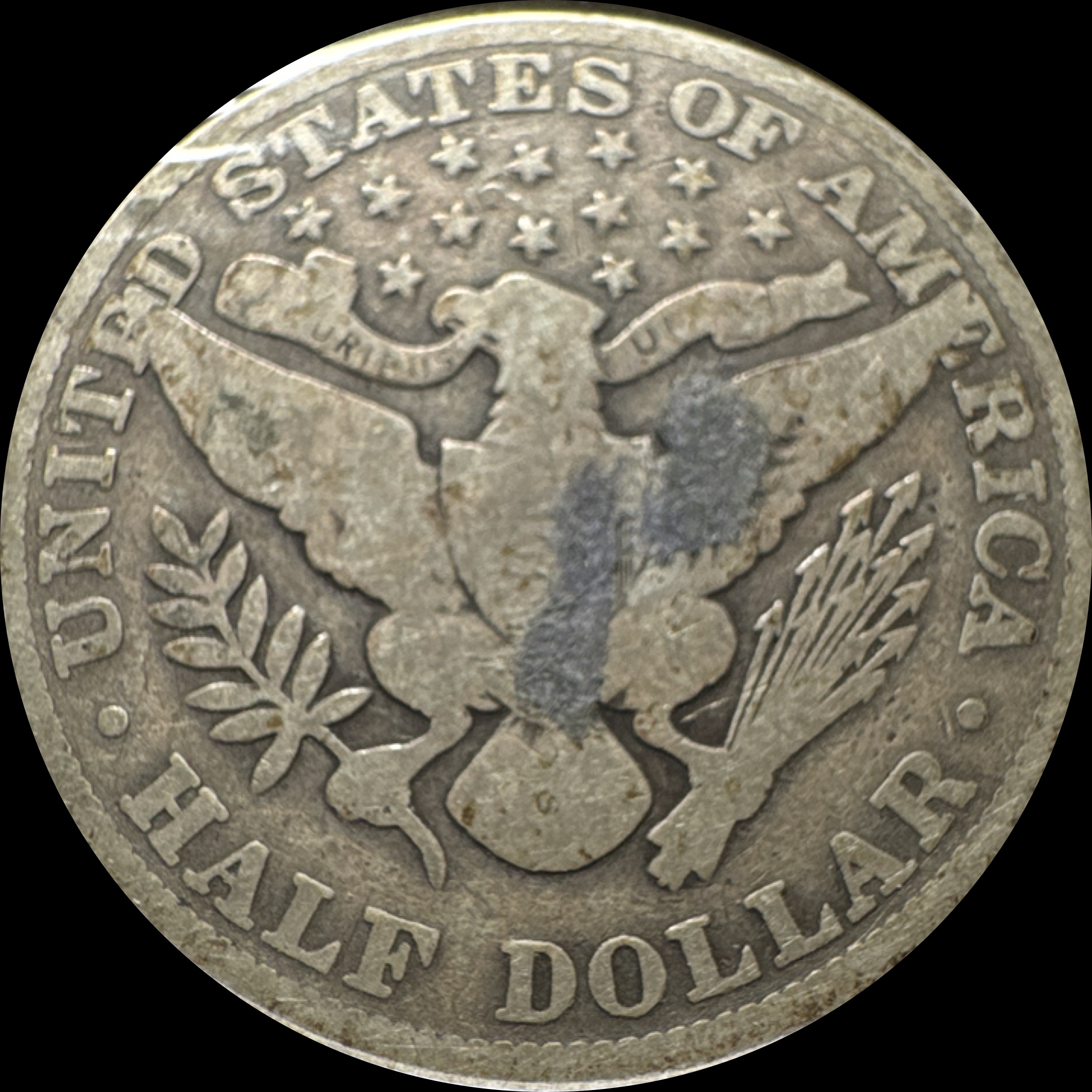 1912-P Barber Half Dollar Ungraded — back