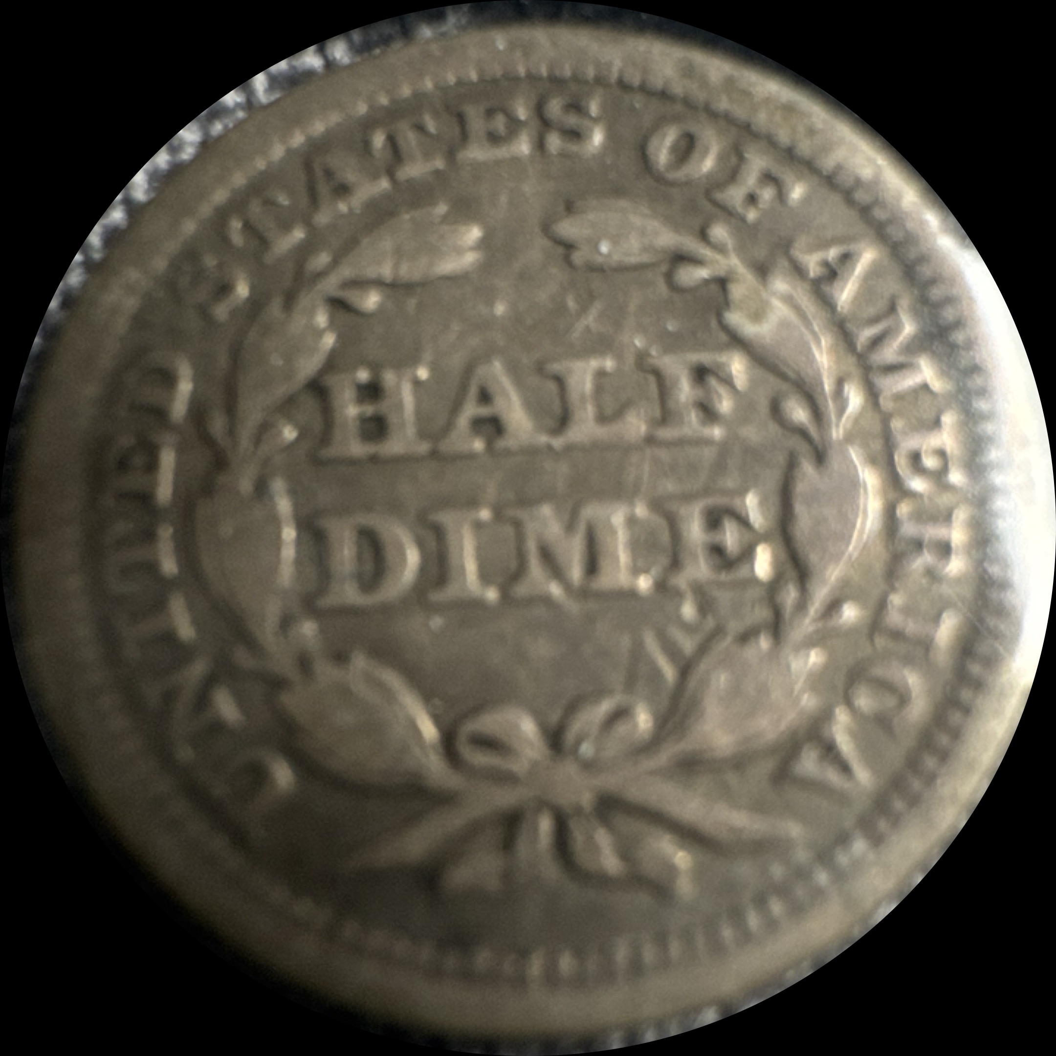 1854-P Seated Liberty Half Dime Ungraded — back