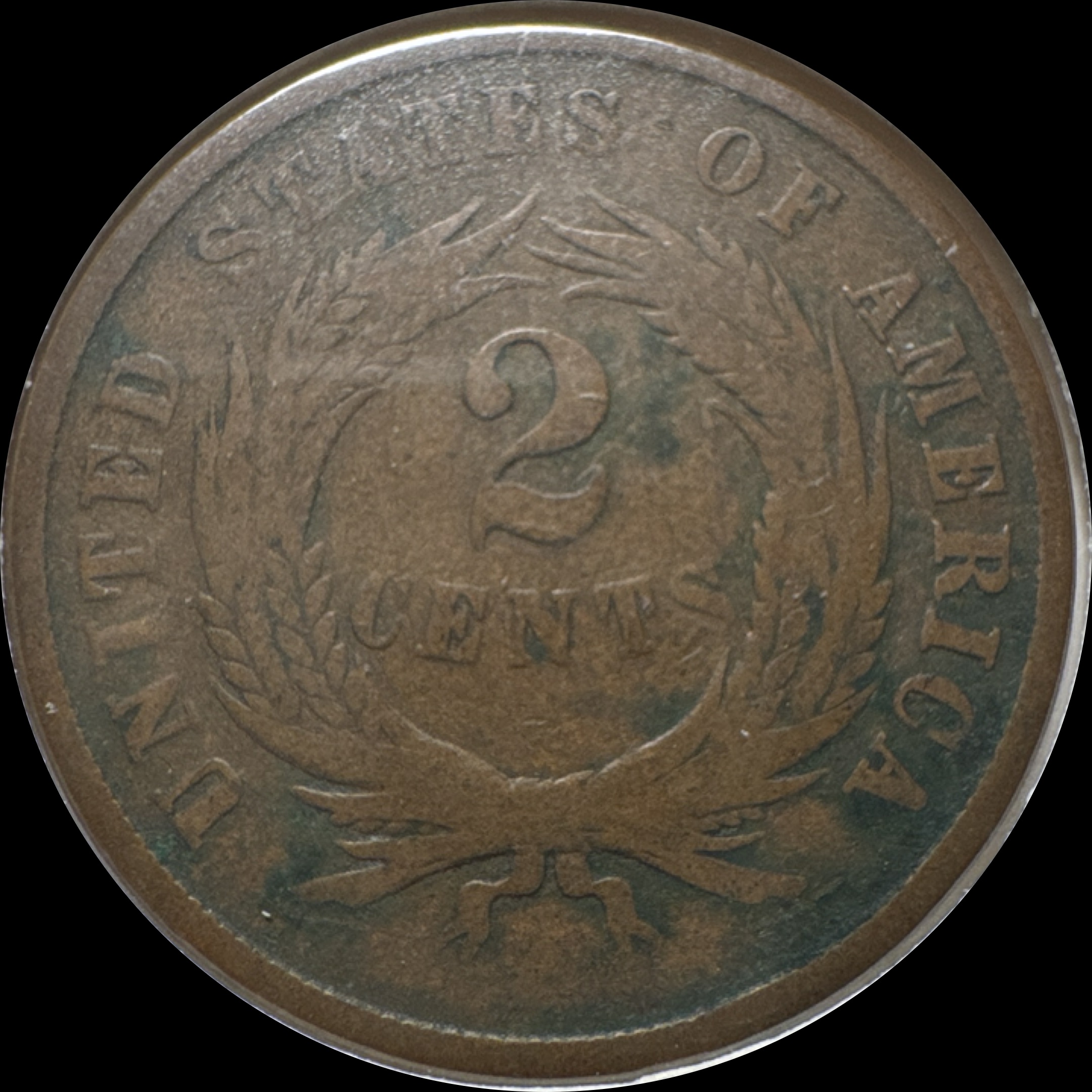 1865-P 2-Cent Piece Ungraded — back