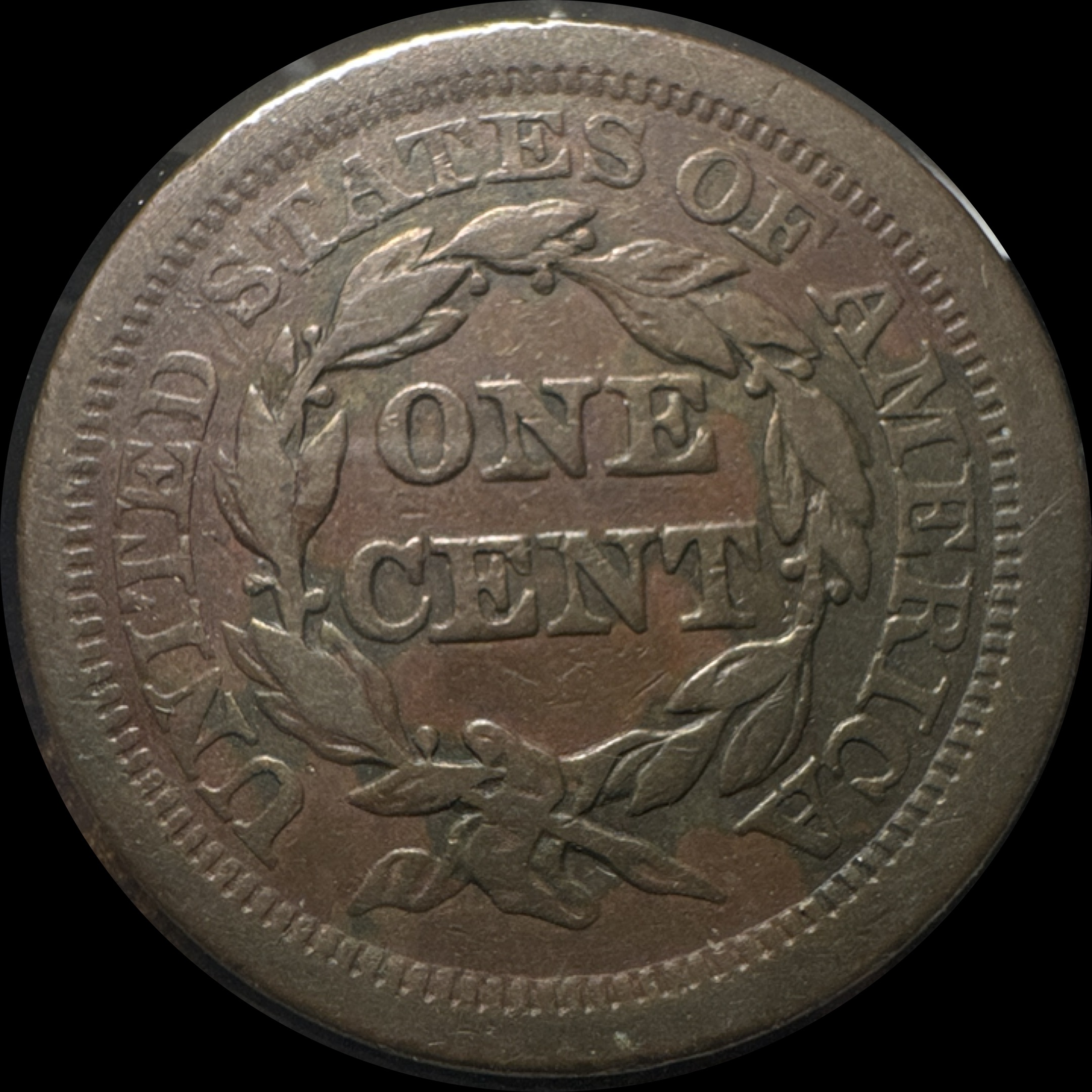 1843-P Braided Hair Large Cent Ungraded — back